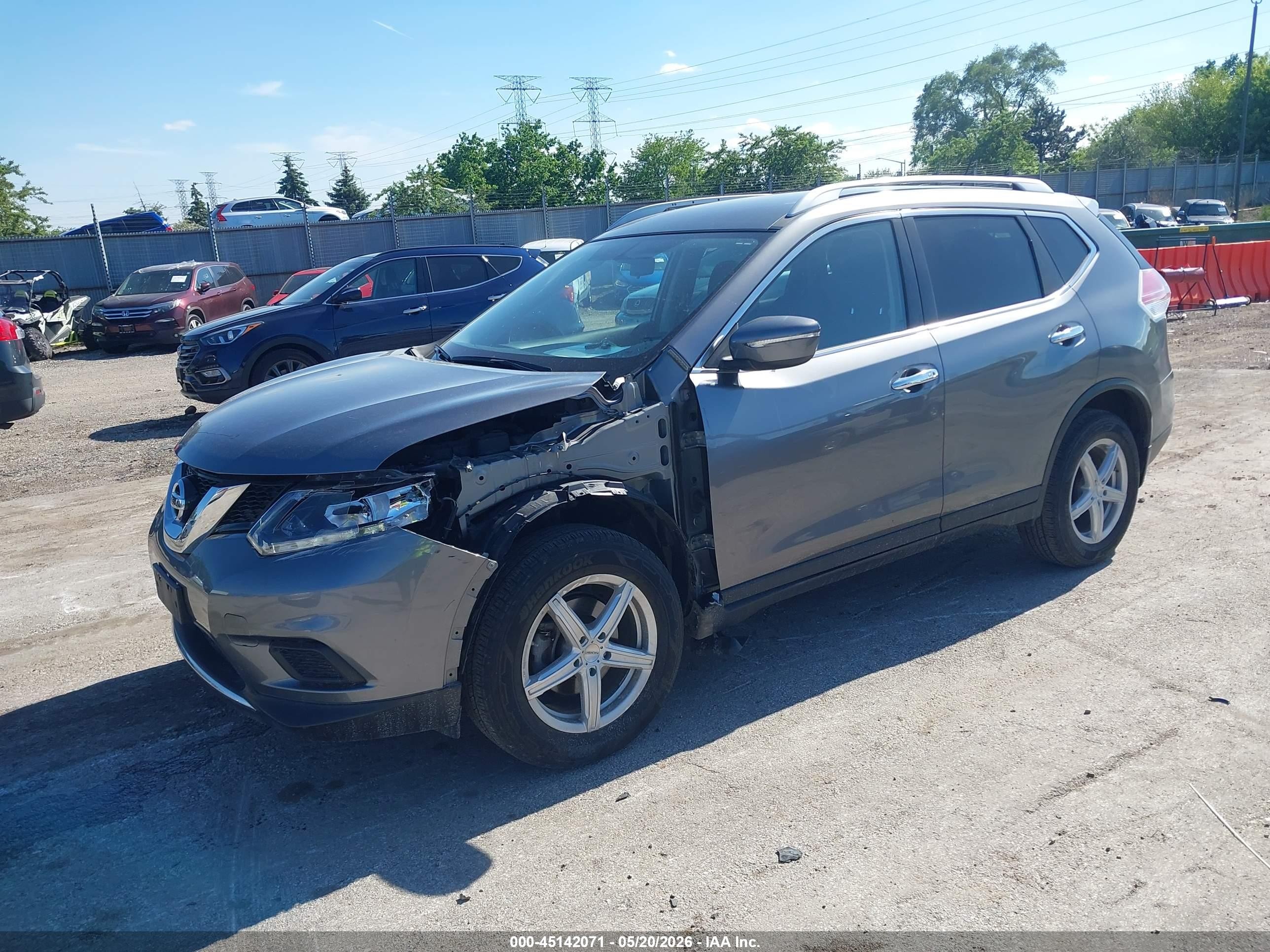 2015 Nissan Rogue Sv Gray vin: KNMAT2MV1FP574572