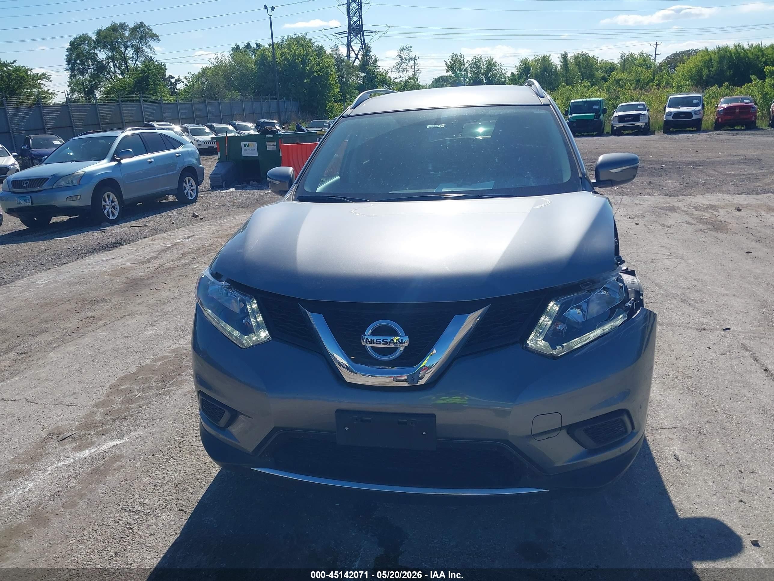 2015 Nissan Rogue Sv Gray vin: KNMAT2MV1FP574572