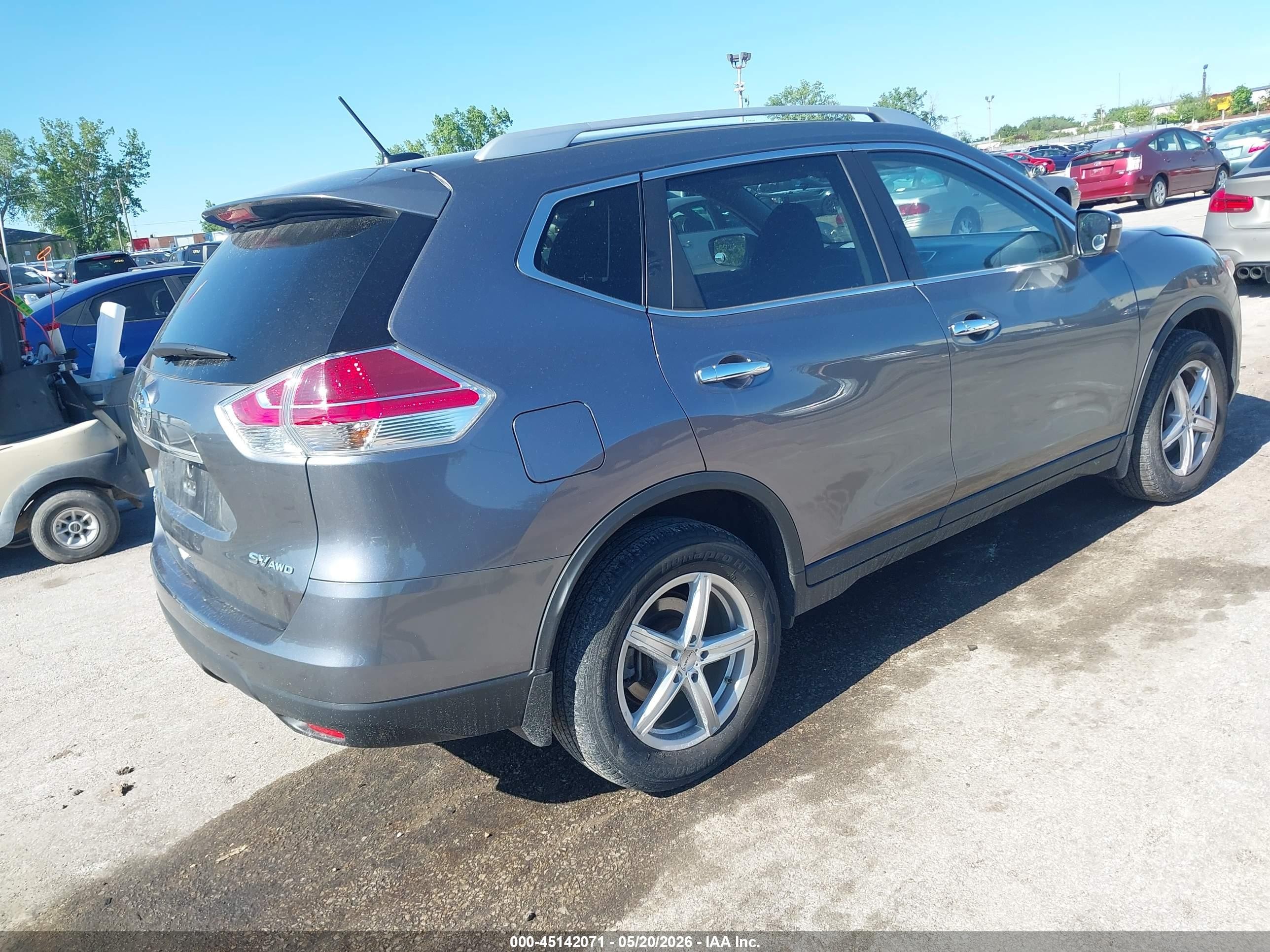 2015 Nissan Rogue Sv Gray vin: KNMAT2MV1FP574572