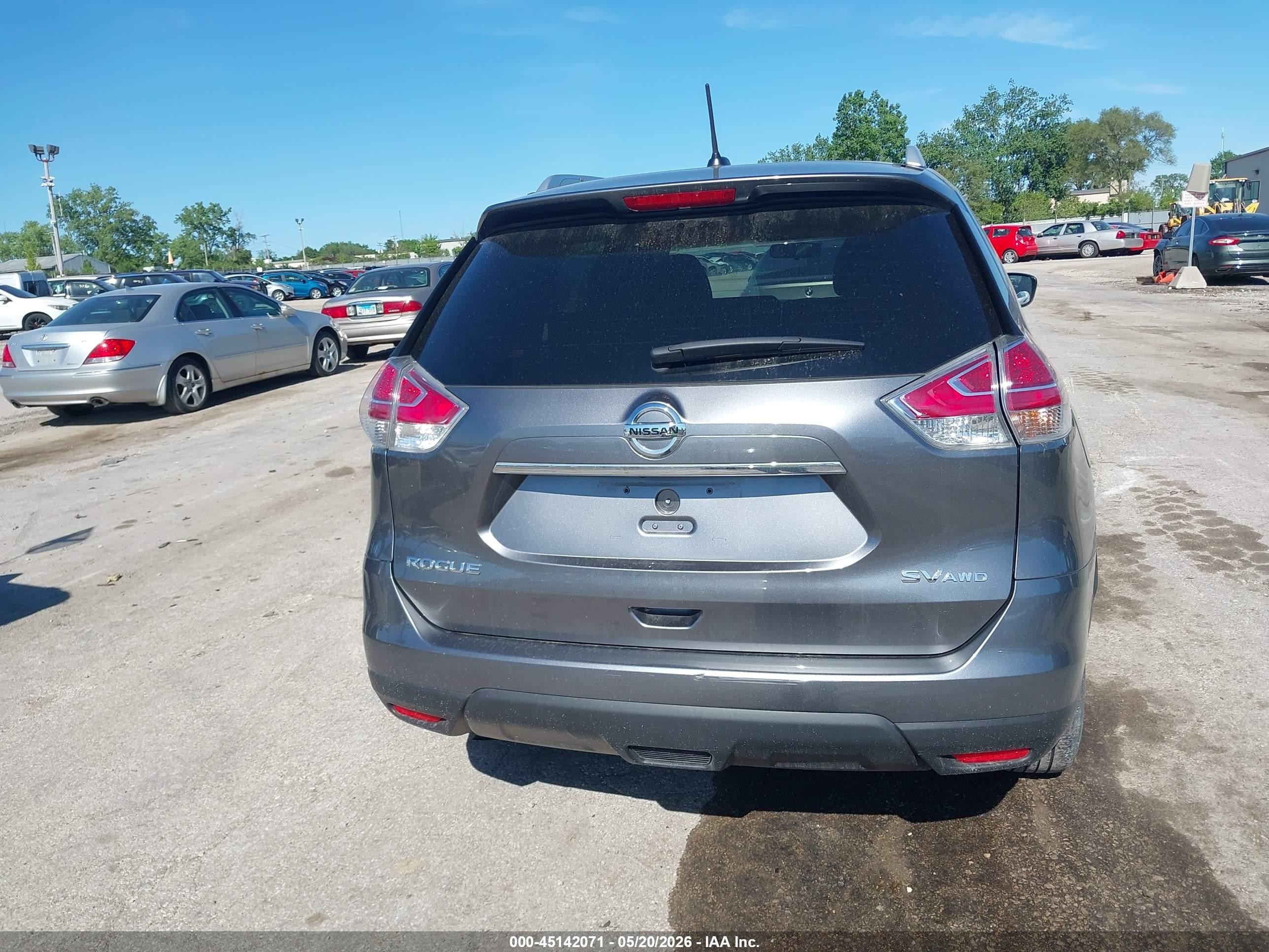 2015 Nissan Rogue Sv Gray vin: KNMAT2MV1FP574572