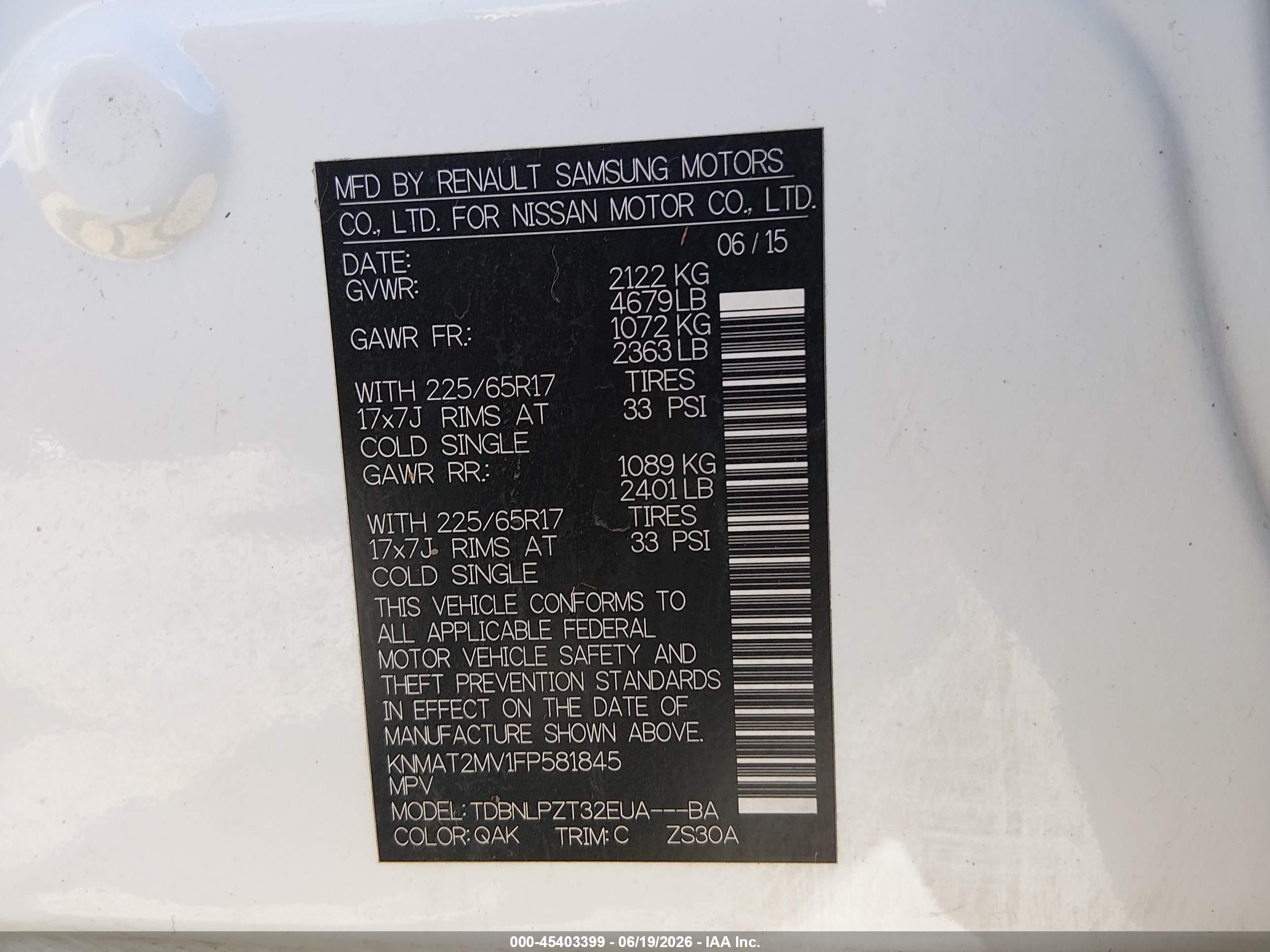 2015 Nissan Rogue S White vin: KNMAT2MV1FP581845