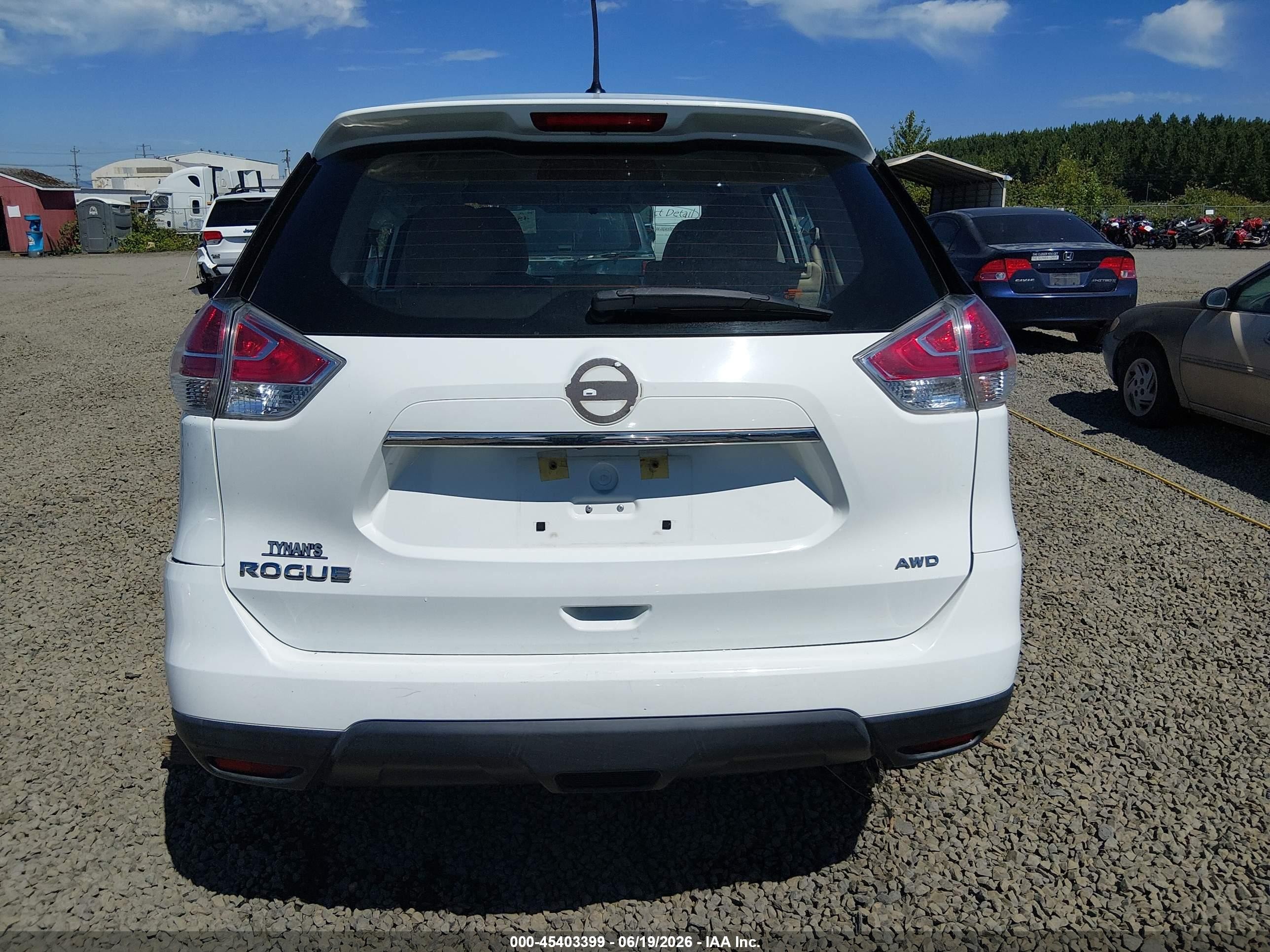 2015 Nissan Rogue S White vin: KNMAT2MV1FP581845