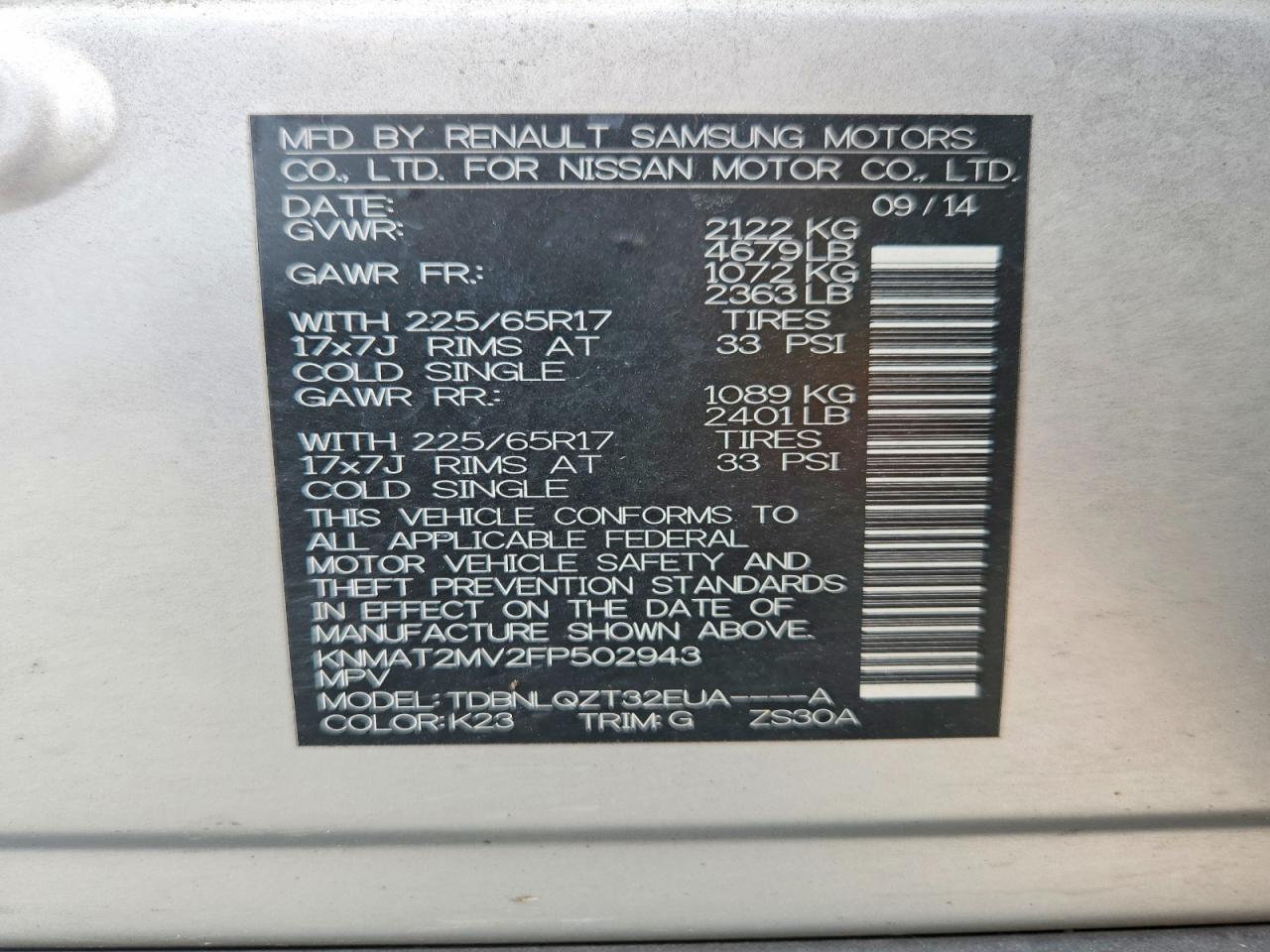 2015 Nissan Rogue Sv Silver vin: KNMAT2MV2FP502943