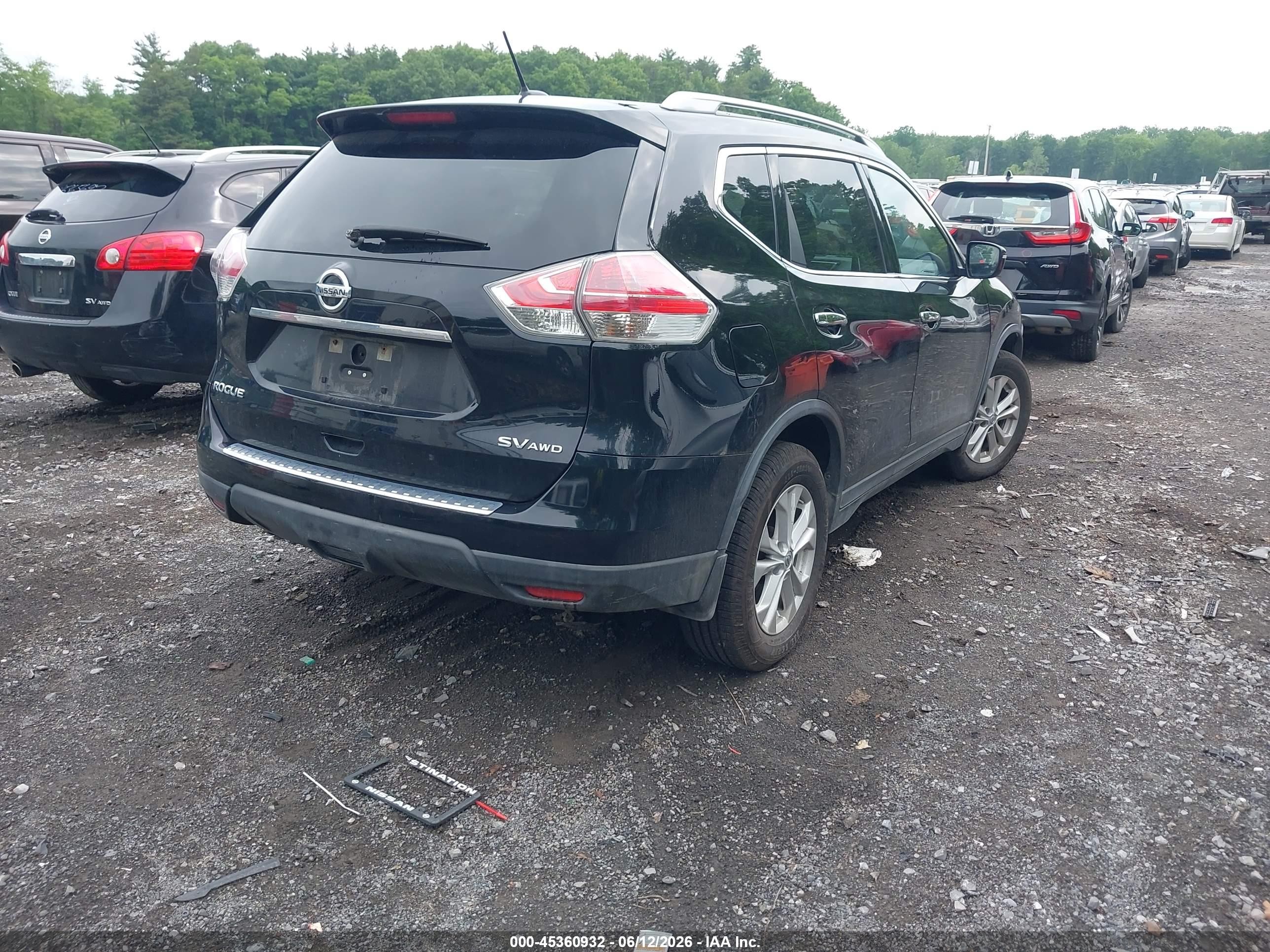 2015 Nissan Rogue Sv Black vin: KNMAT2MV2FP511626