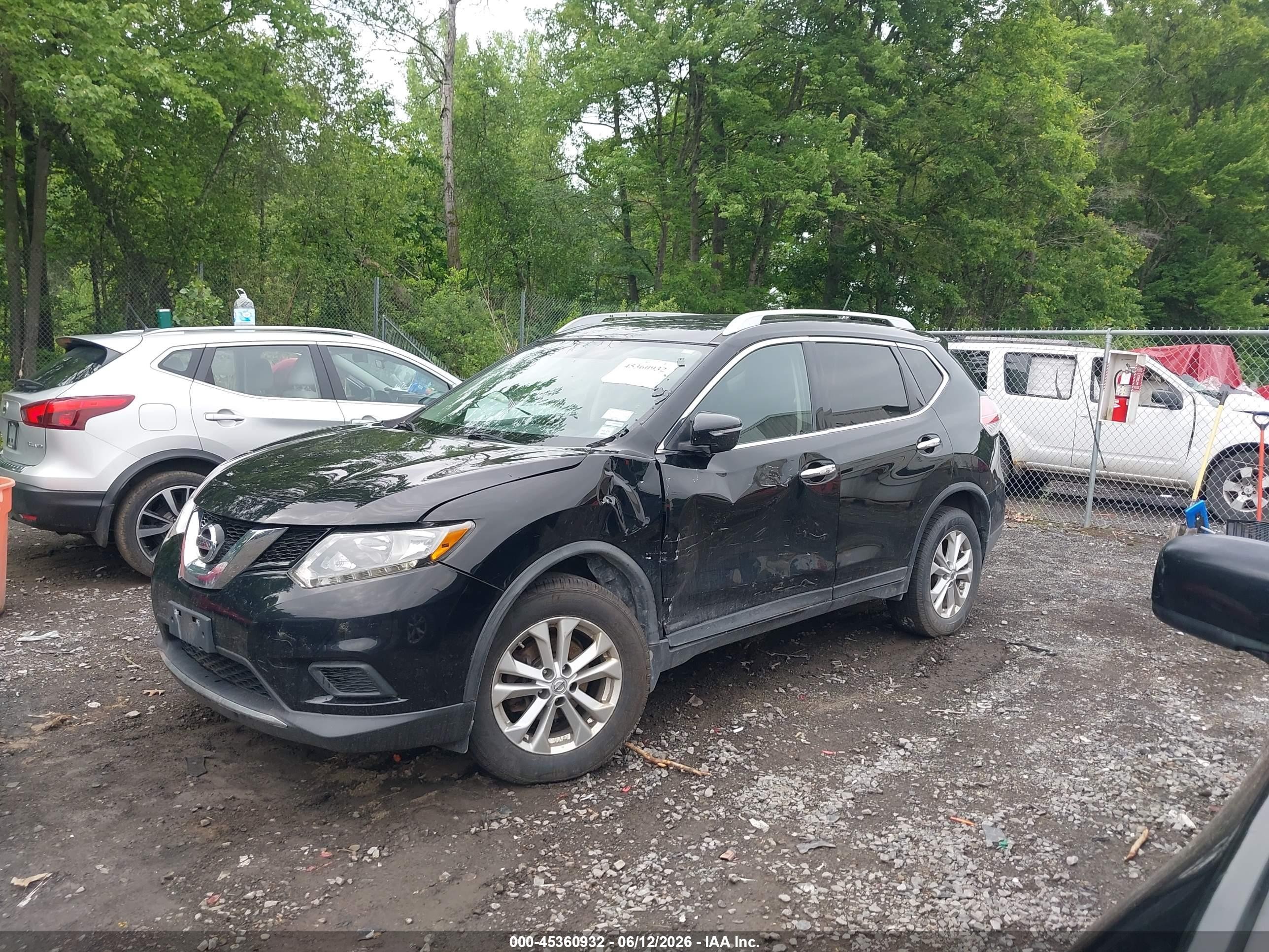 2015 Nissan Rogue Sv Black vin: KNMAT2MV2FP511626