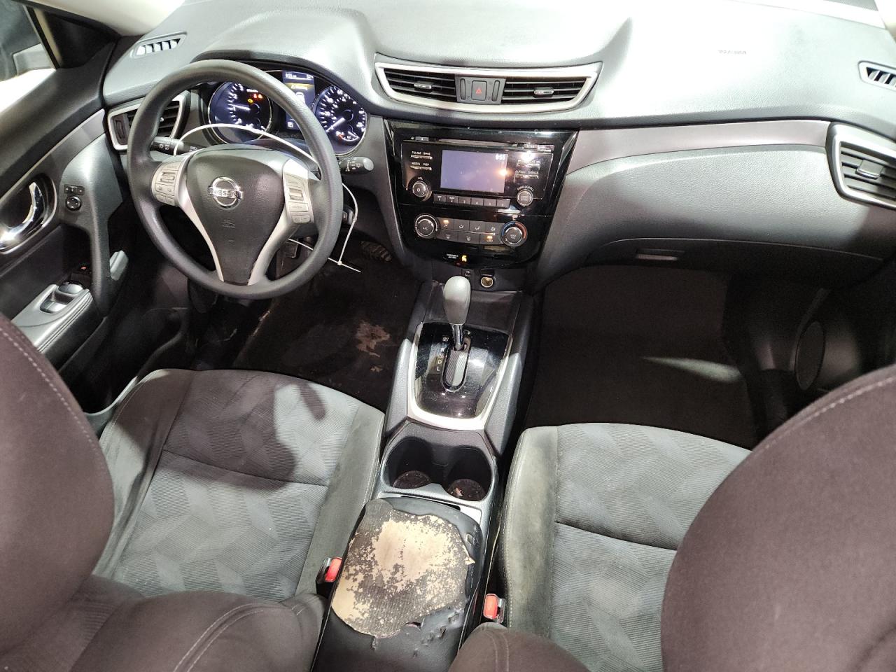 2015 Nissan Rogue S Black vin: KNMAT2MV2FP537921 Damage: Front Center Armrest, Worn, Replacement Required