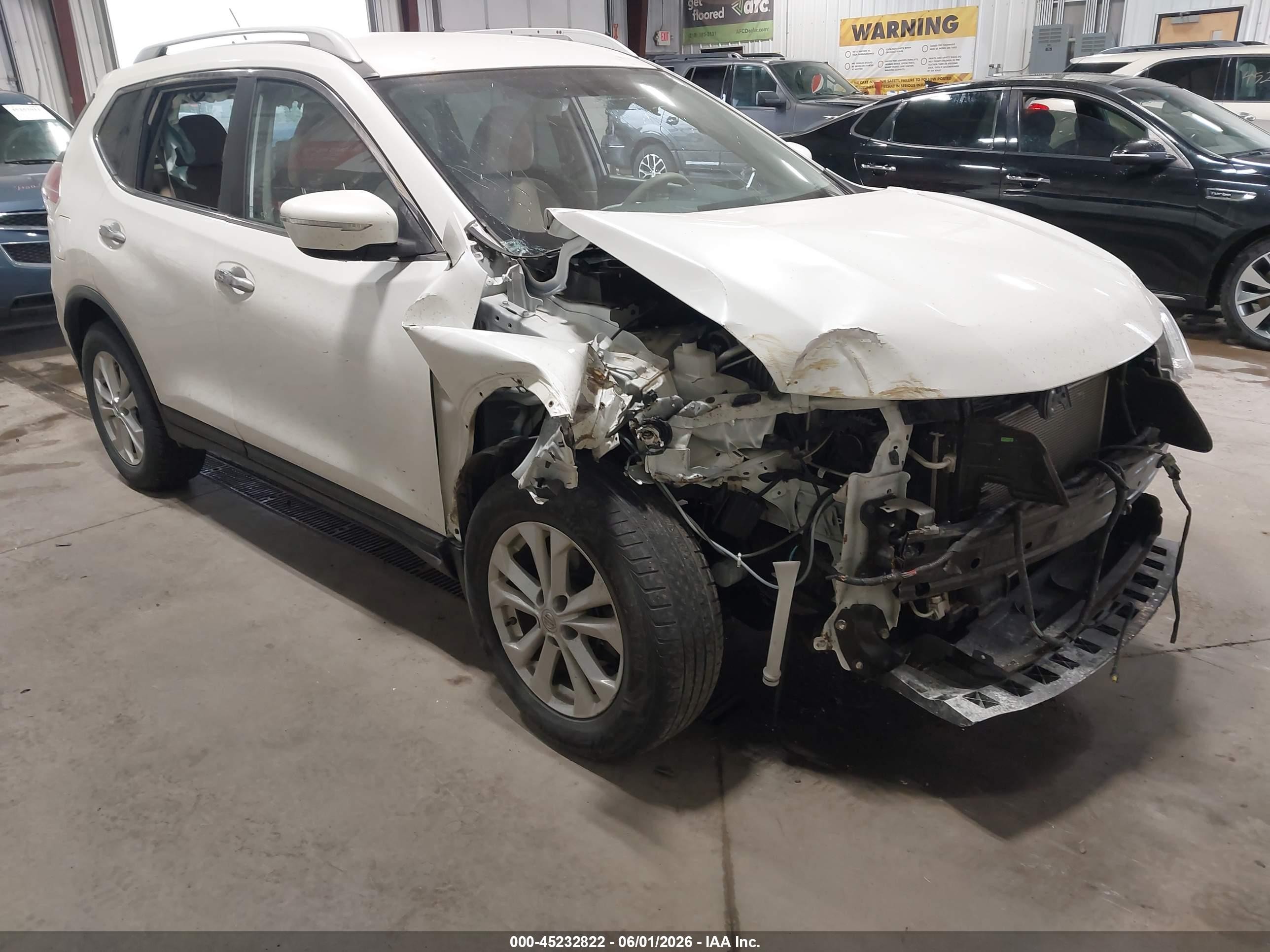 2015 Nissan Rogue Sv White vin: KNMAT2MV2FP539913