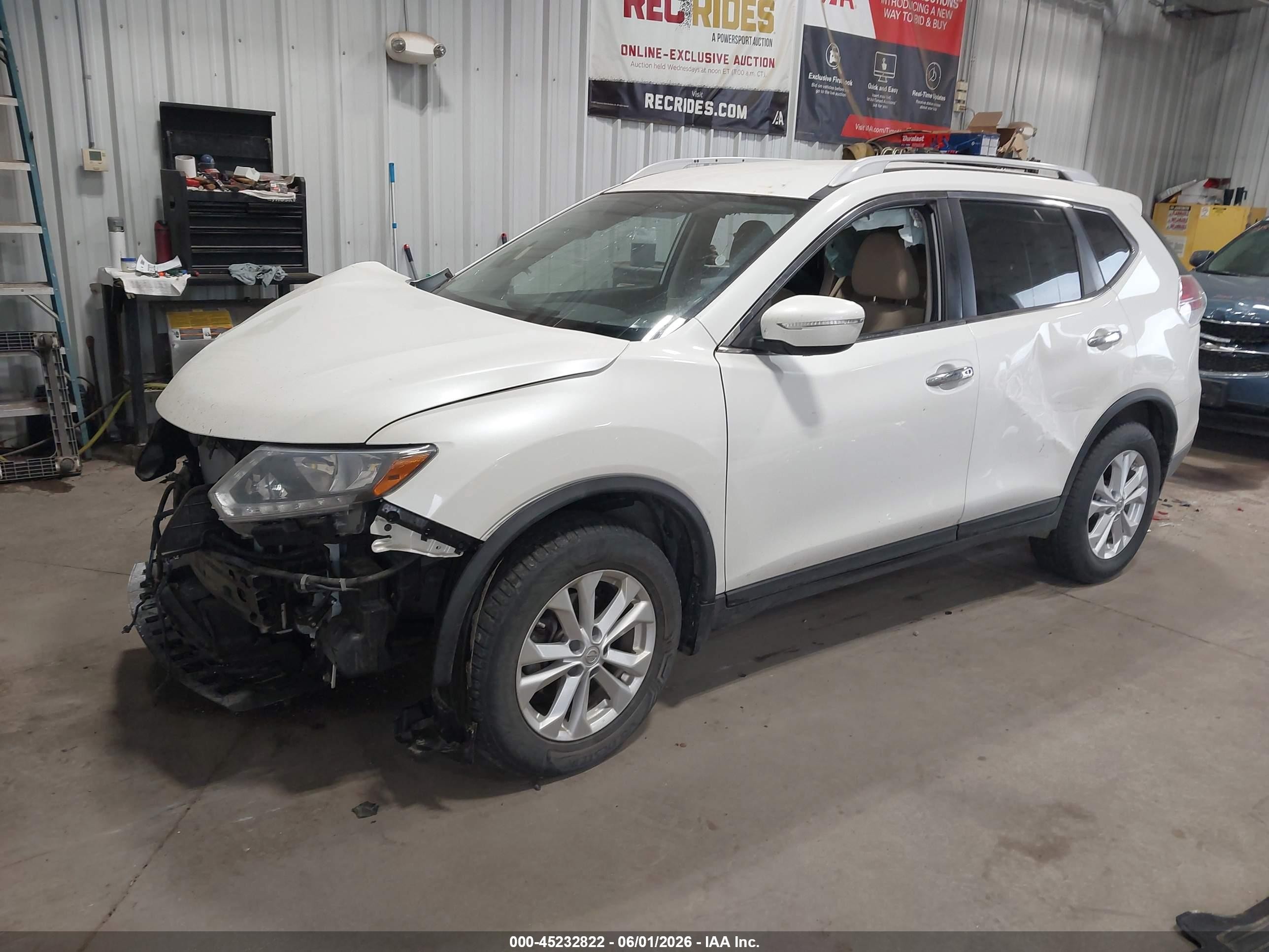 2015 Nissan Rogue Sv White vin: KNMAT2MV2FP539913