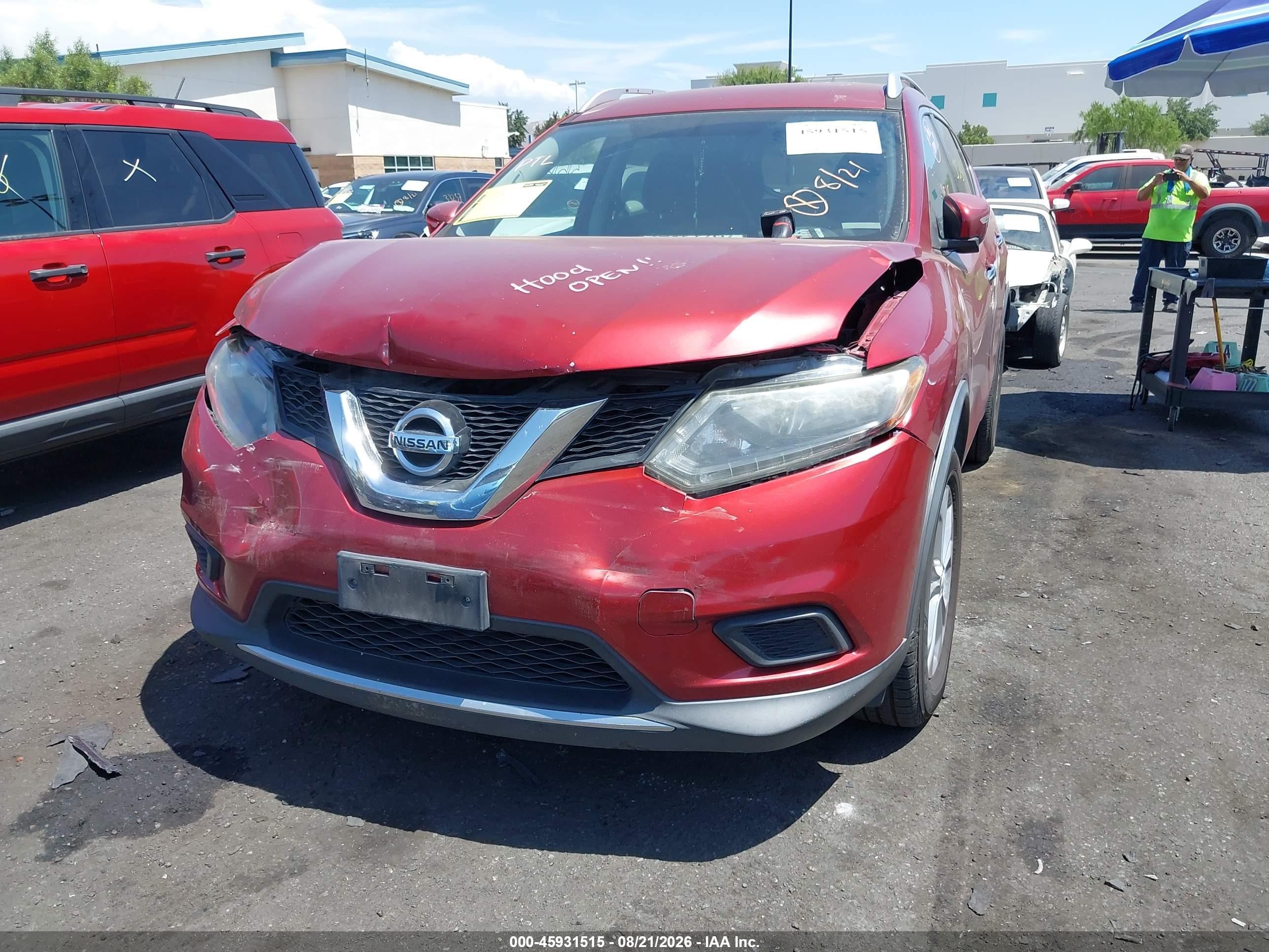2015 Nissan Rogue Sv Burgundy vin: KNMAT2MV2FP557134
