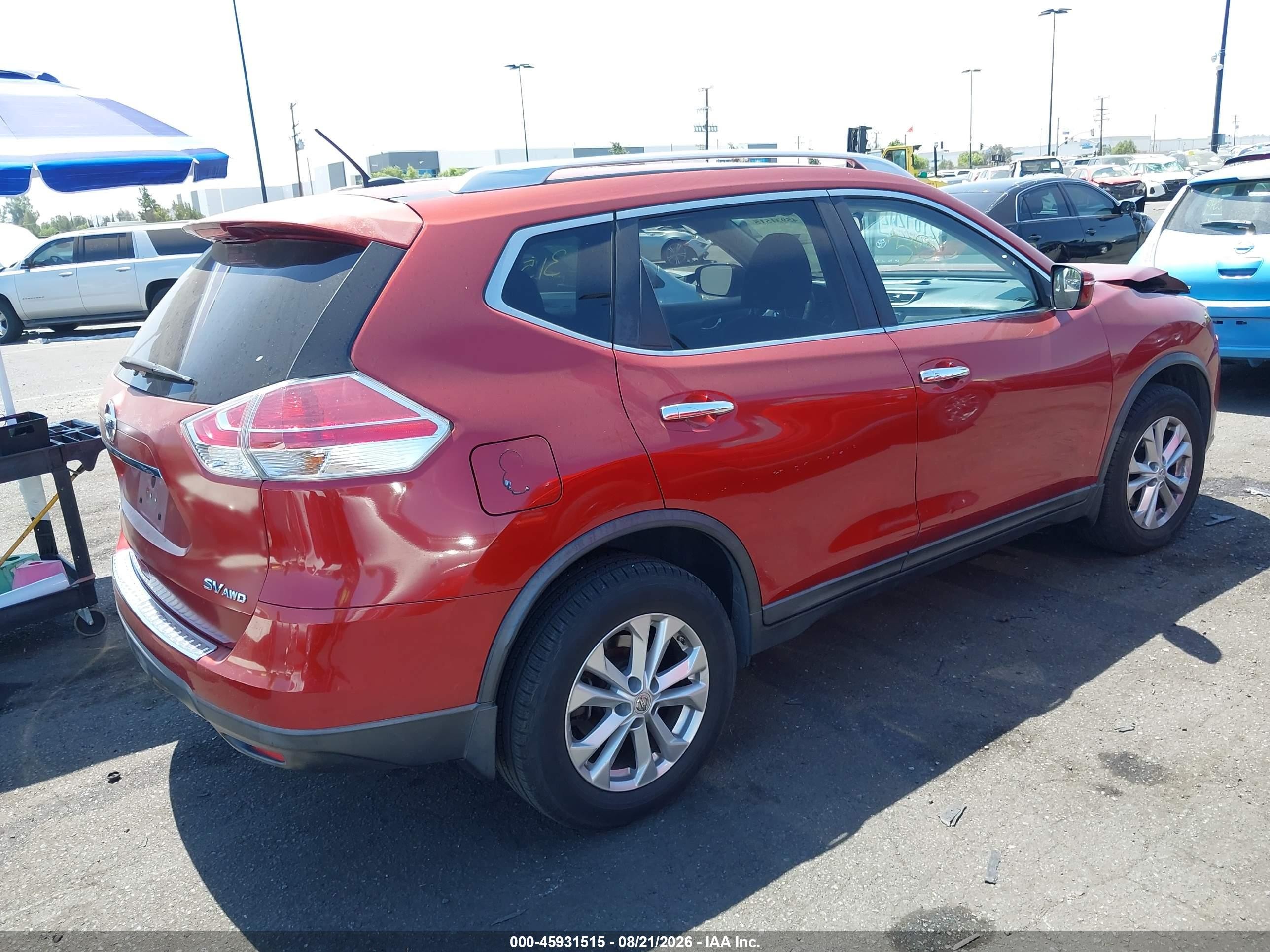 2015 Nissan Rogue Sv Burgundy vin: KNMAT2MV2FP557134