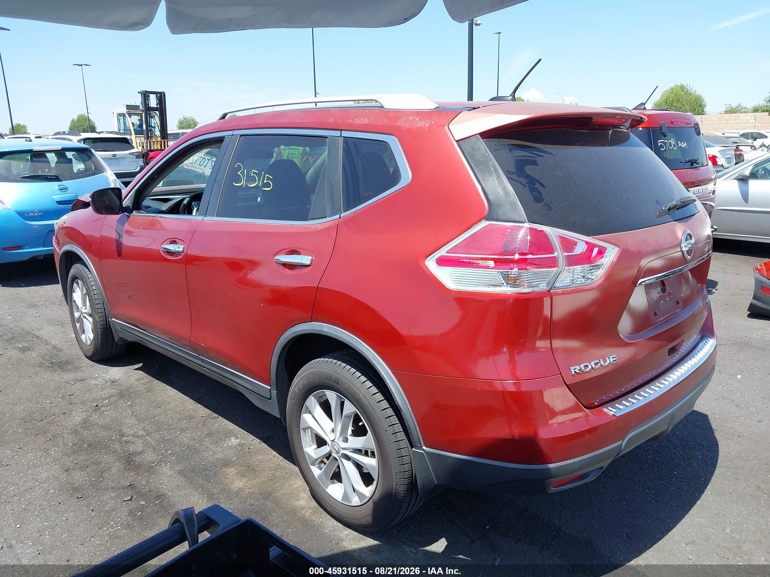 2015 Nissan Rogue Sv Burgundy vin: KNMAT2MV2FP557134