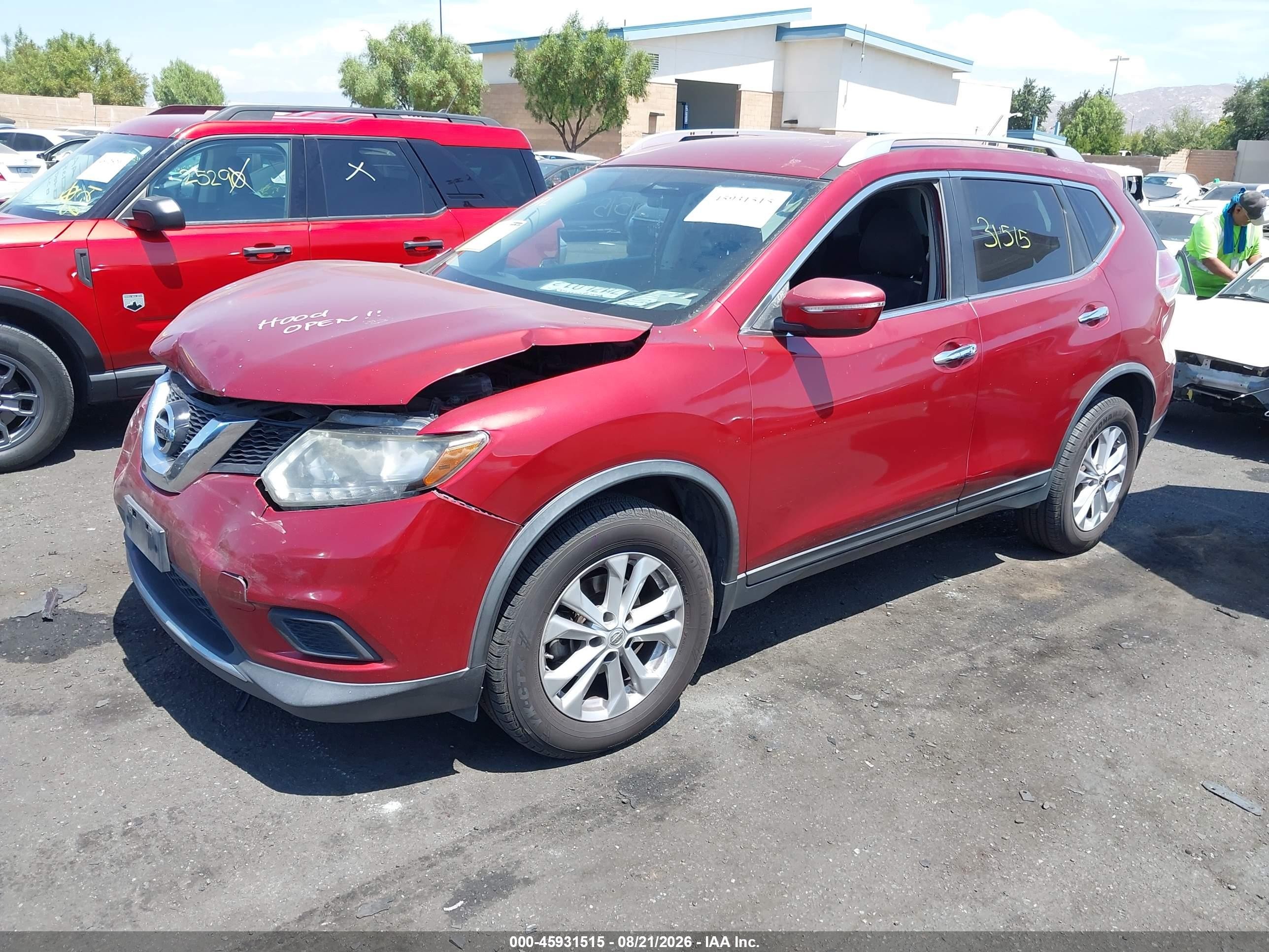 2015 Nissan Rogue Sv Burgundy vin: KNMAT2MV2FP557134