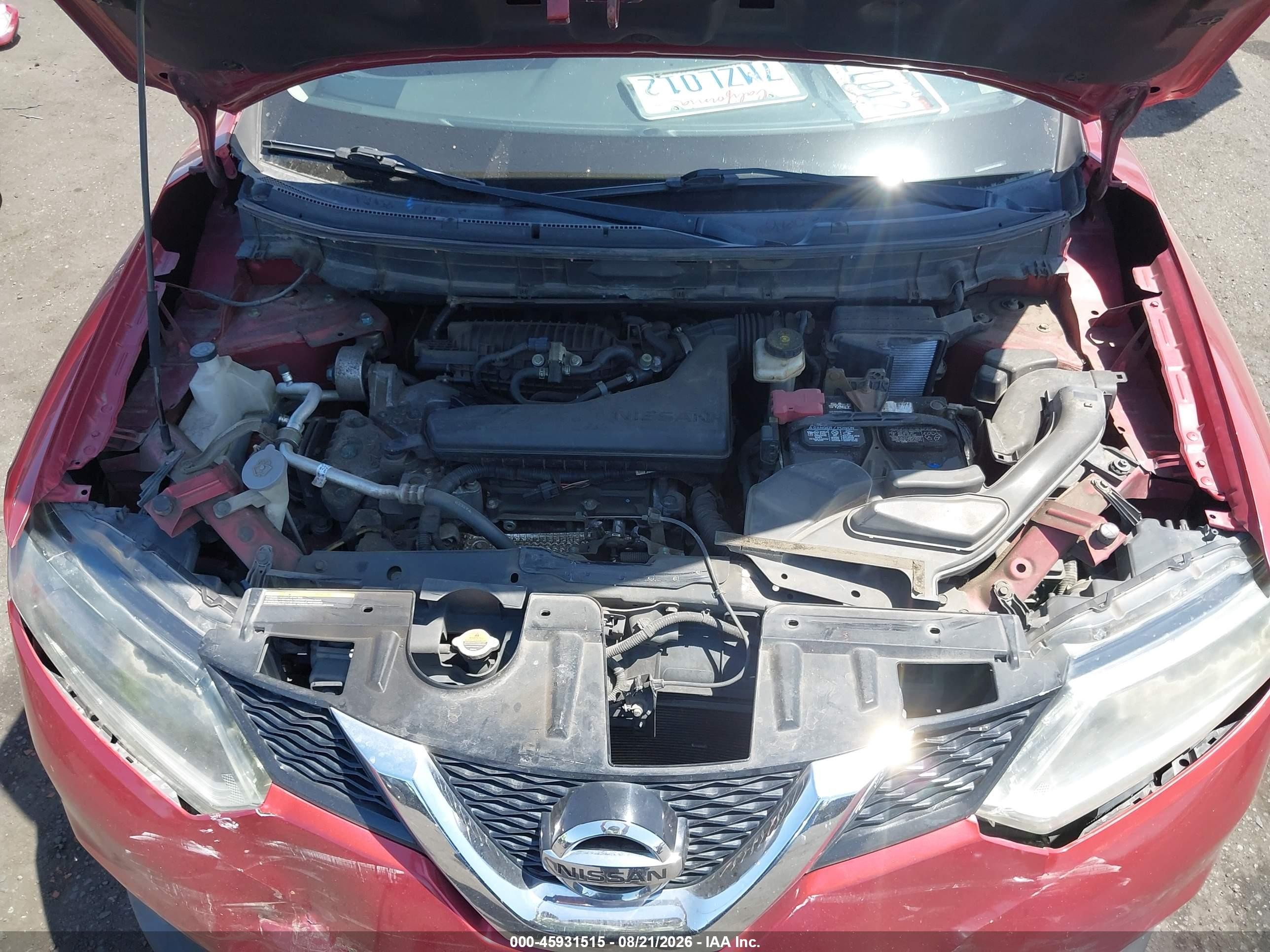 2015 Nissan Rogue Sv Burgundy vin: KNMAT2MV2FP557134