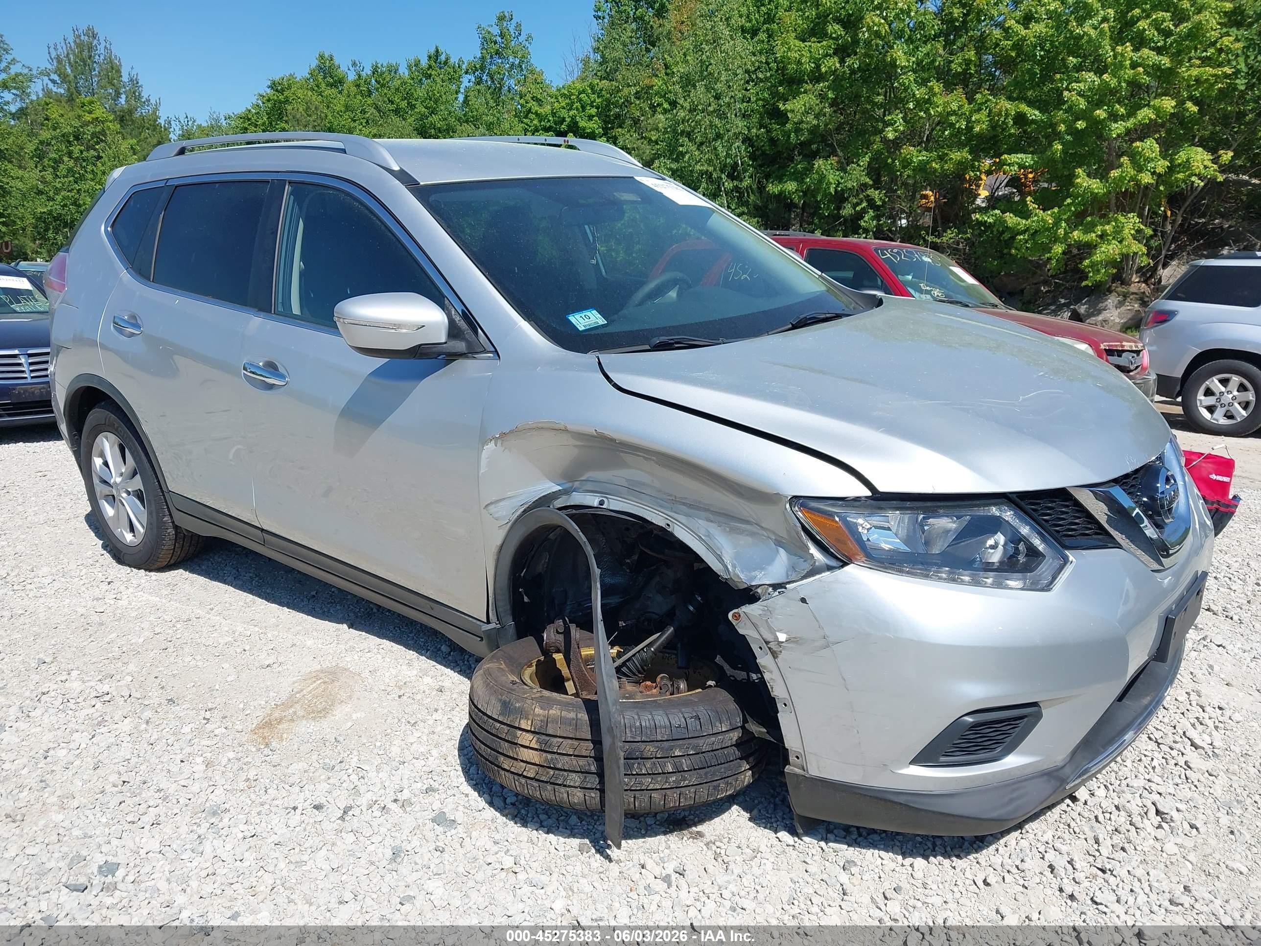 2015 Nissan Rogue Sv Silver vin: KNMAT2MV2FP563483