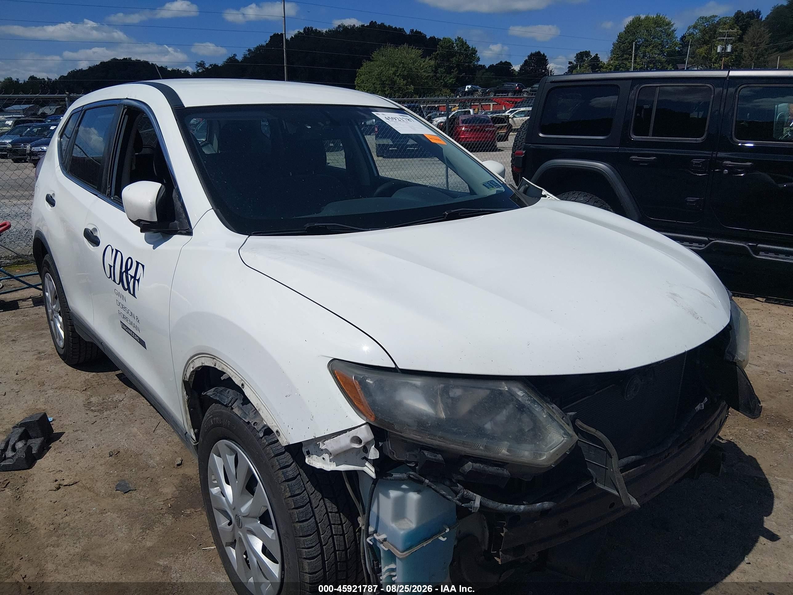 2016 Nissan Rogue S White vin: KNMAT2MV2GP635400