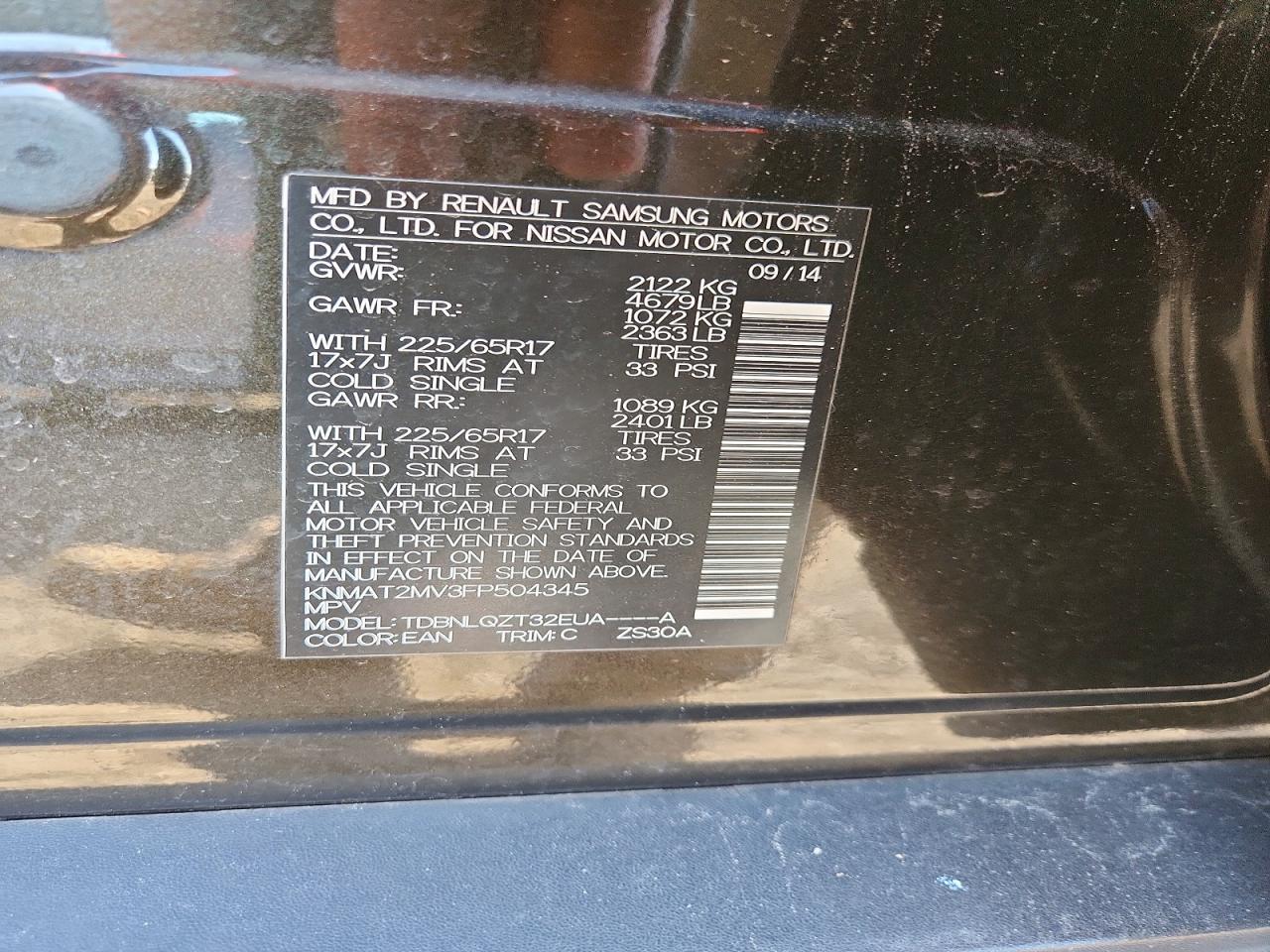 2015 Nissan Rogue Sv Green vin: KNMAT2MV3FP504345