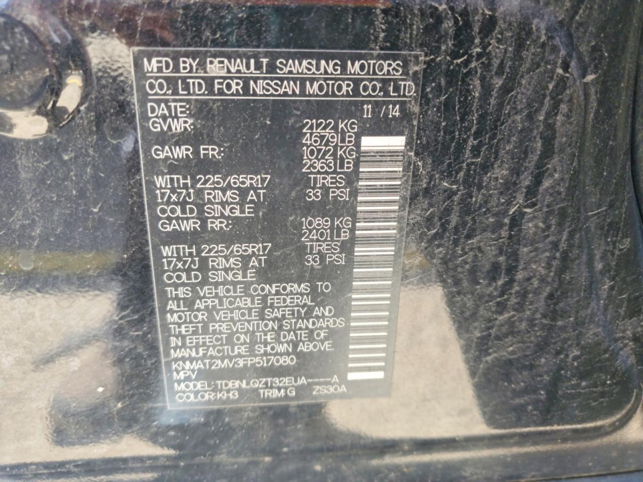 2015 Nissan Rogue Sv Black vin: KNMAT2MV3FP517080