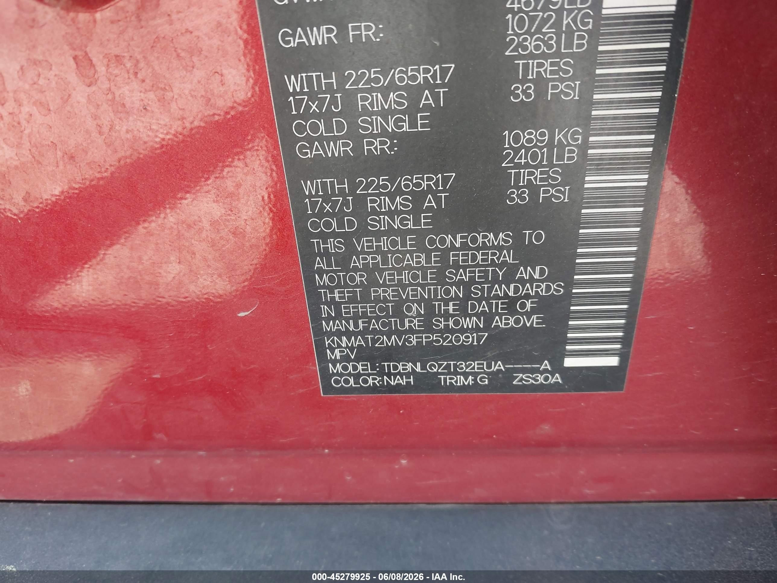 2015 Nissan Rogue Sv Red vin: KNMAT2MV3FP520917