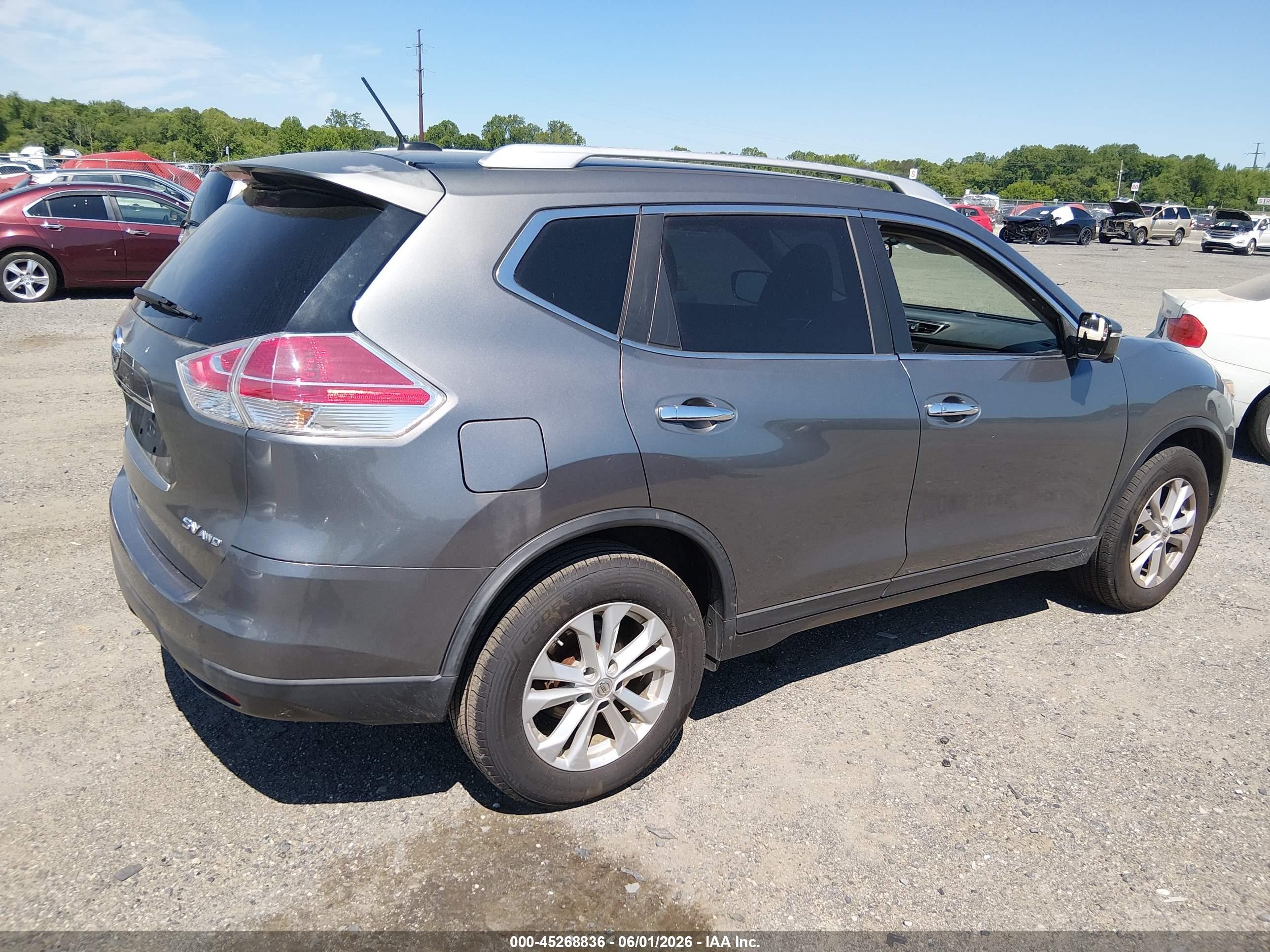 2015 Nissan Rogue Sv Gray vin: KNMAT2MV3FP524434