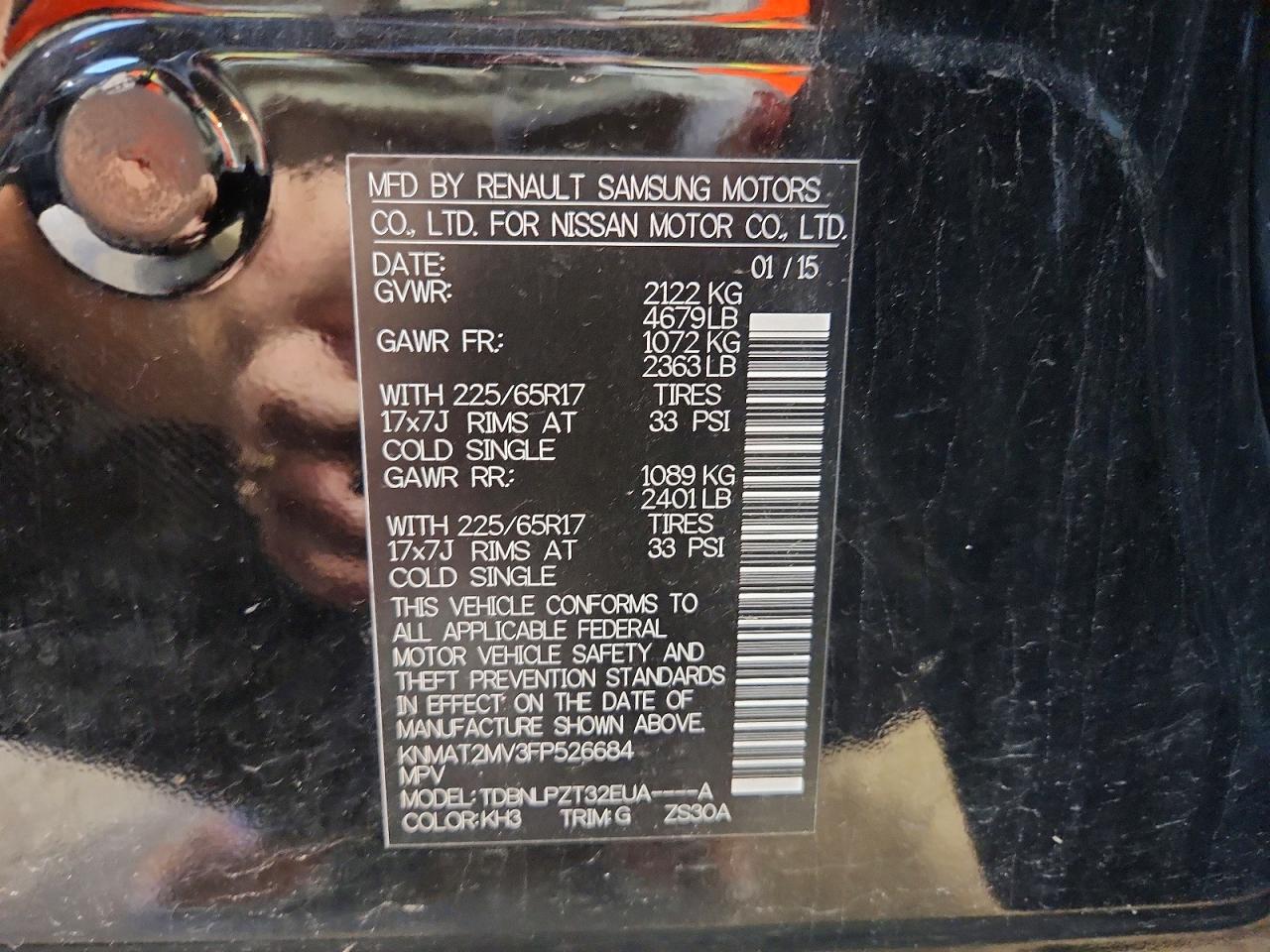 2015 Nissan Rogue S Black vin: KNMAT2MV3FP526684