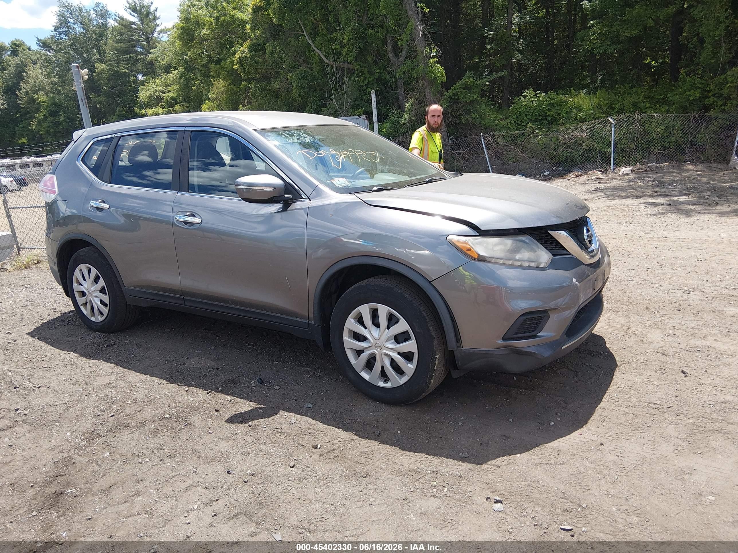 2015 Nissan Rogue S Gray vin: KNMAT2MV3FP576355