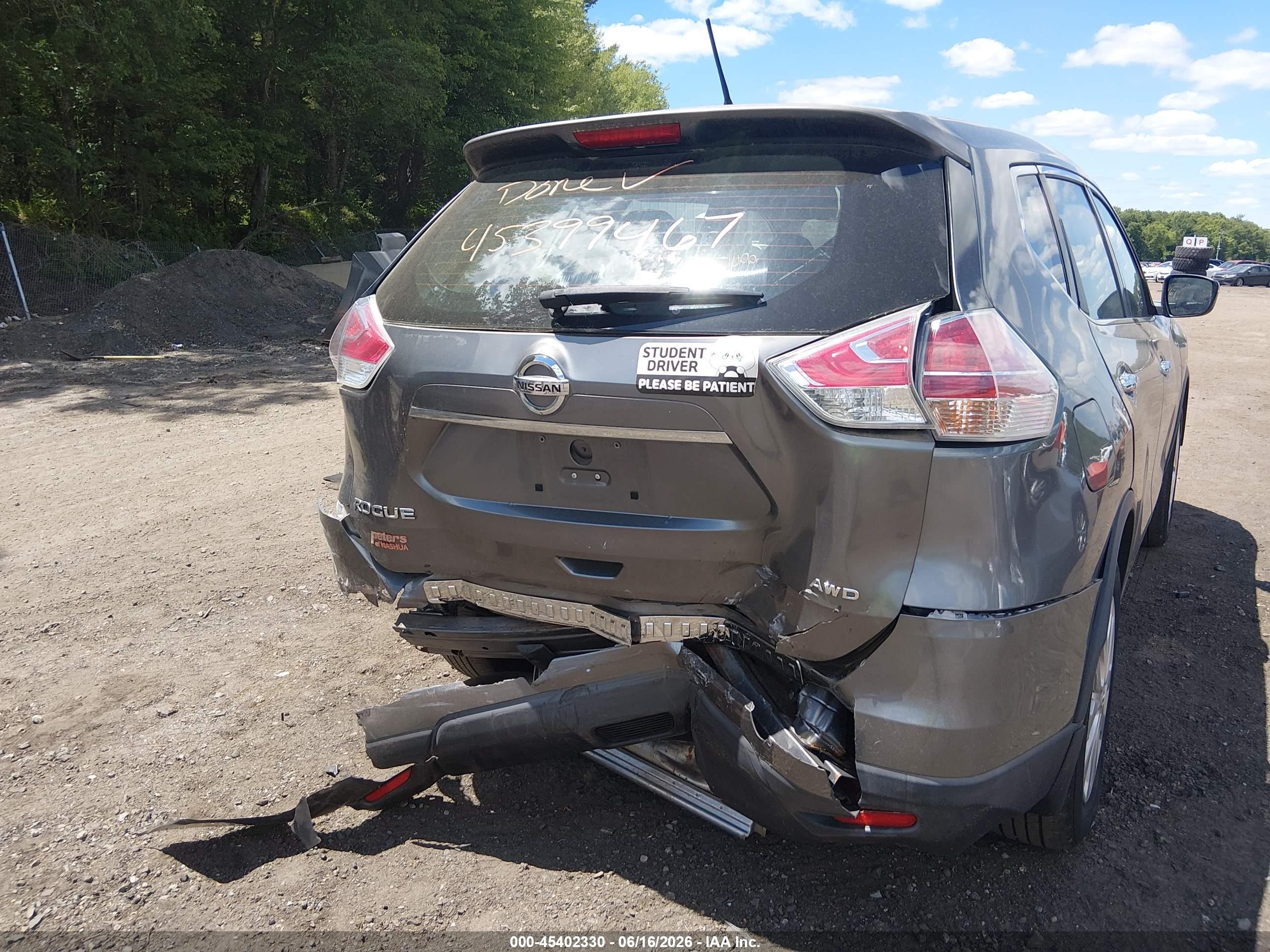 2015 Nissan Rogue S Gray vin: KNMAT2MV3FP576355