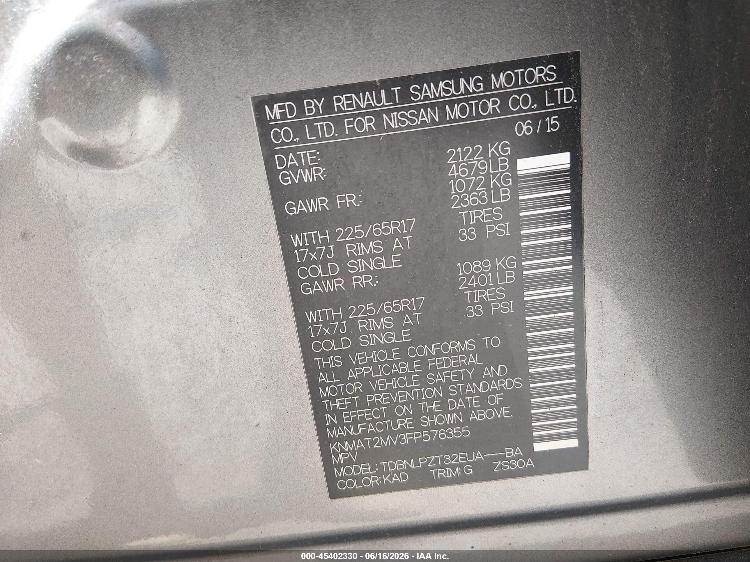 2015 Nissan Rogue S Gray vin: KNMAT2MV3FP576355