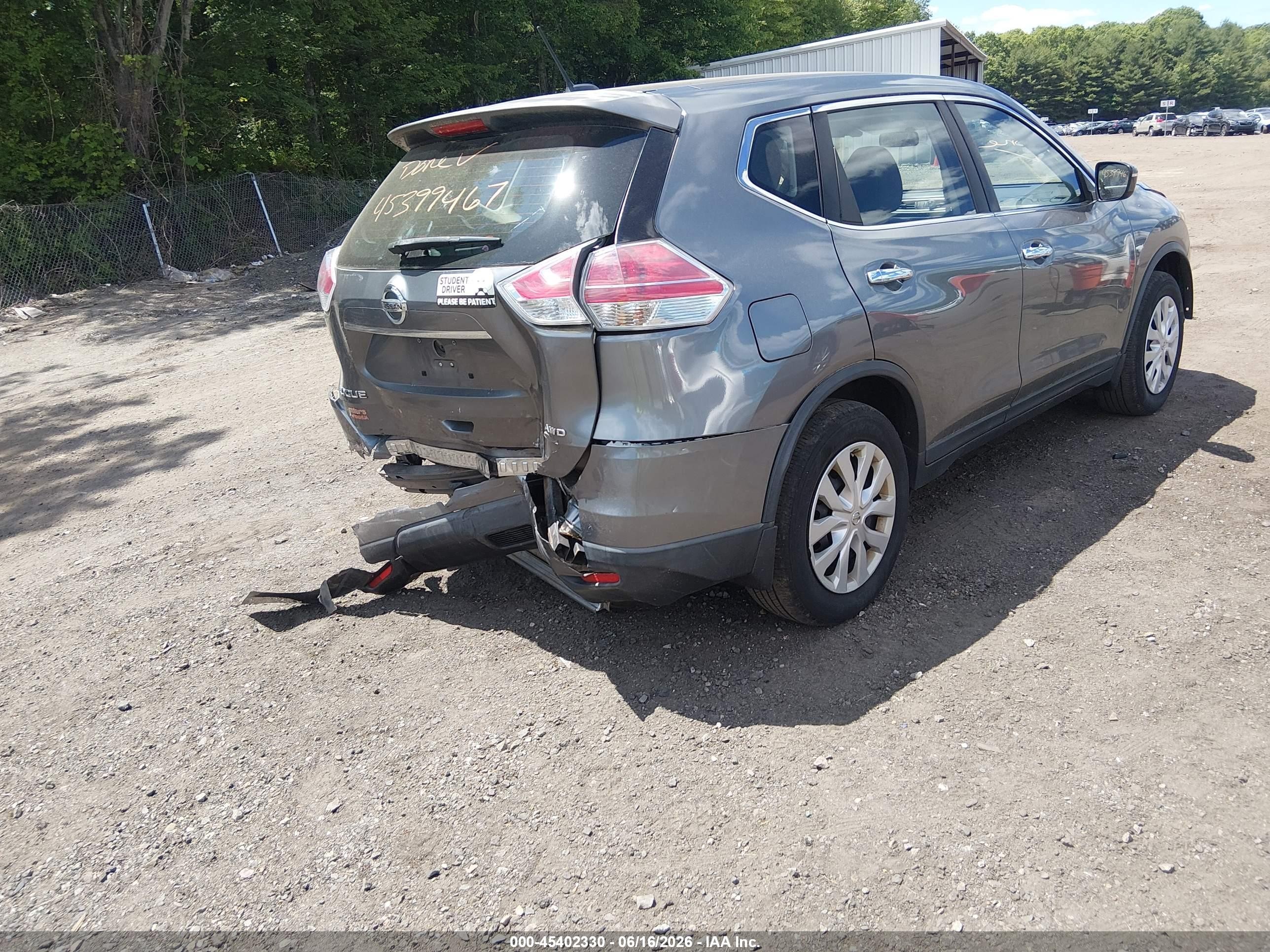 2015 Nissan Rogue S Gray vin: KNMAT2MV3FP576355