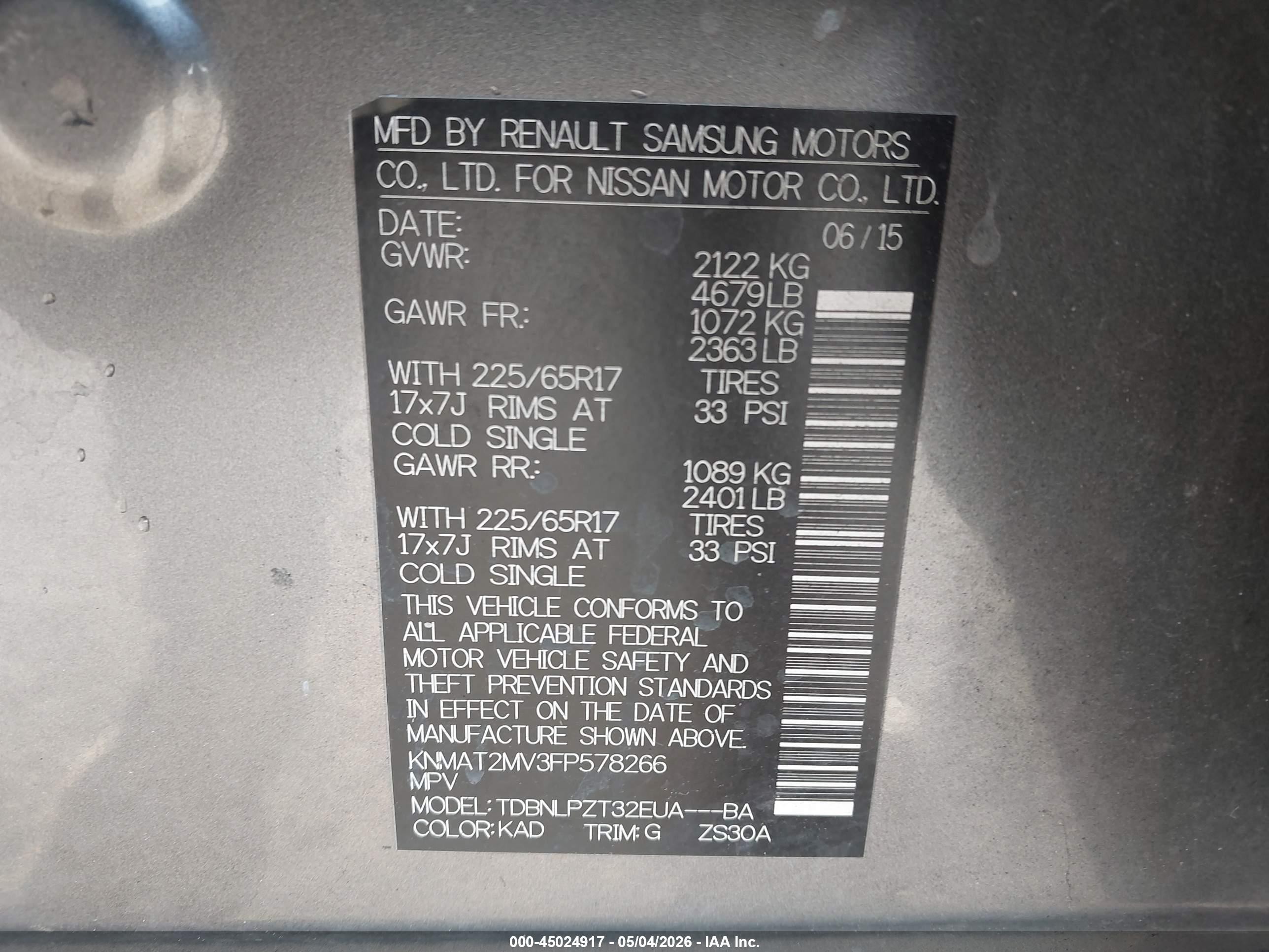 2015 Nissan Rogue S Gray vin: KNMAT2MV3FP578266
