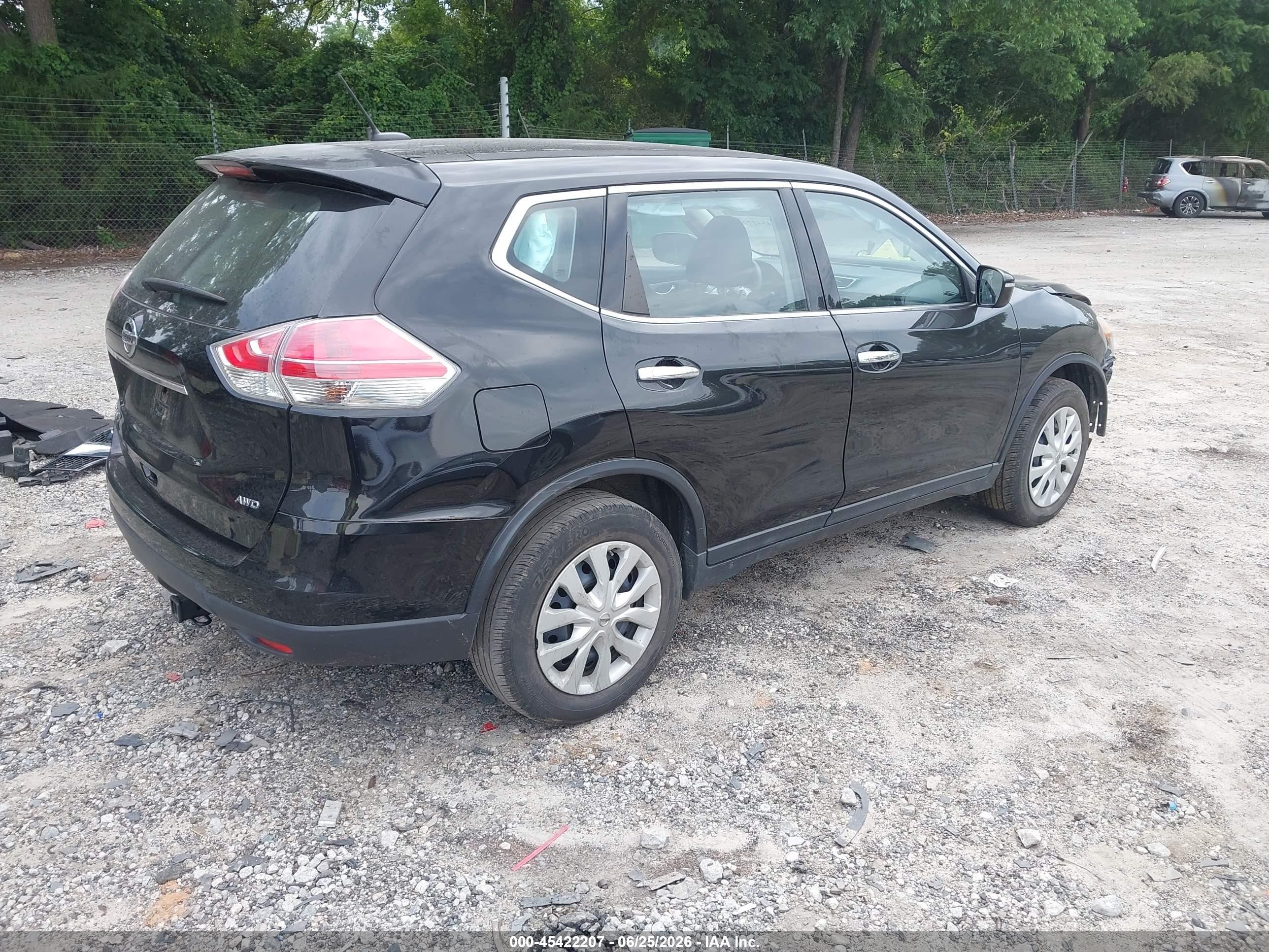 2015 Nissan Rogue S Black vin: KNMAT2MV4FP531506