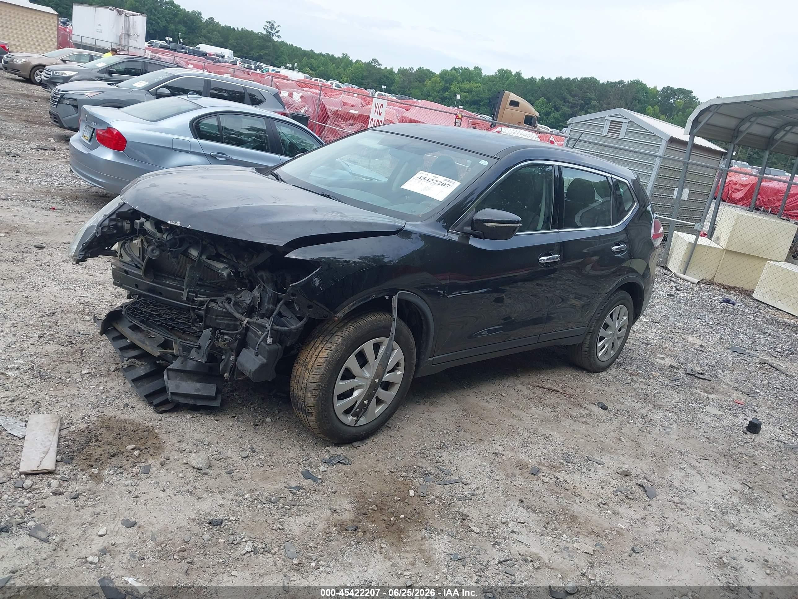 2015 Nissan Rogue S Black vin: KNMAT2MV4FP531506