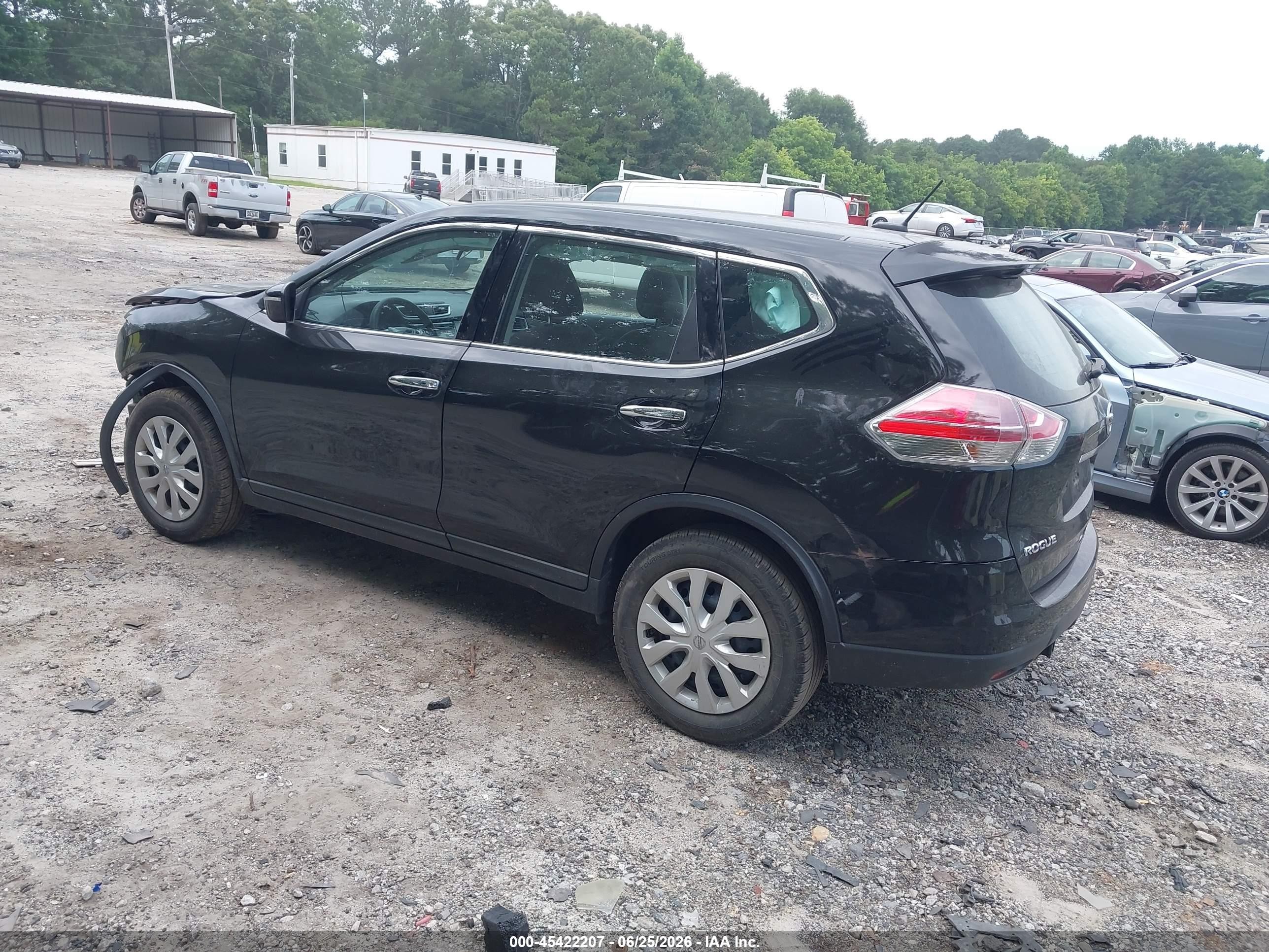 2015 Nissan Rogue S Black vin: KNMAT2MV4FP531506
