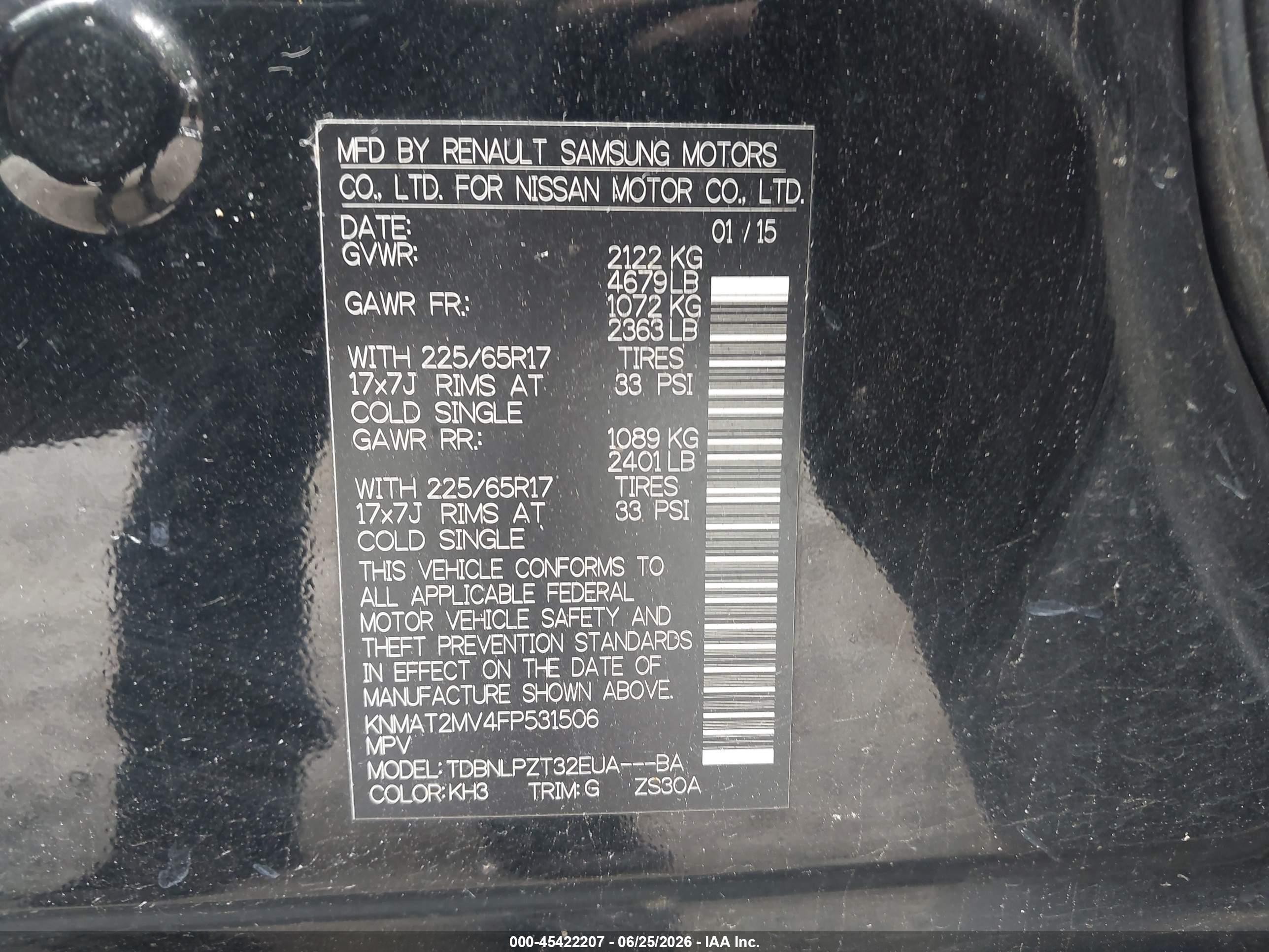 2015 Nissan Rogue S Black vin: KNMAT2MV4FP531506