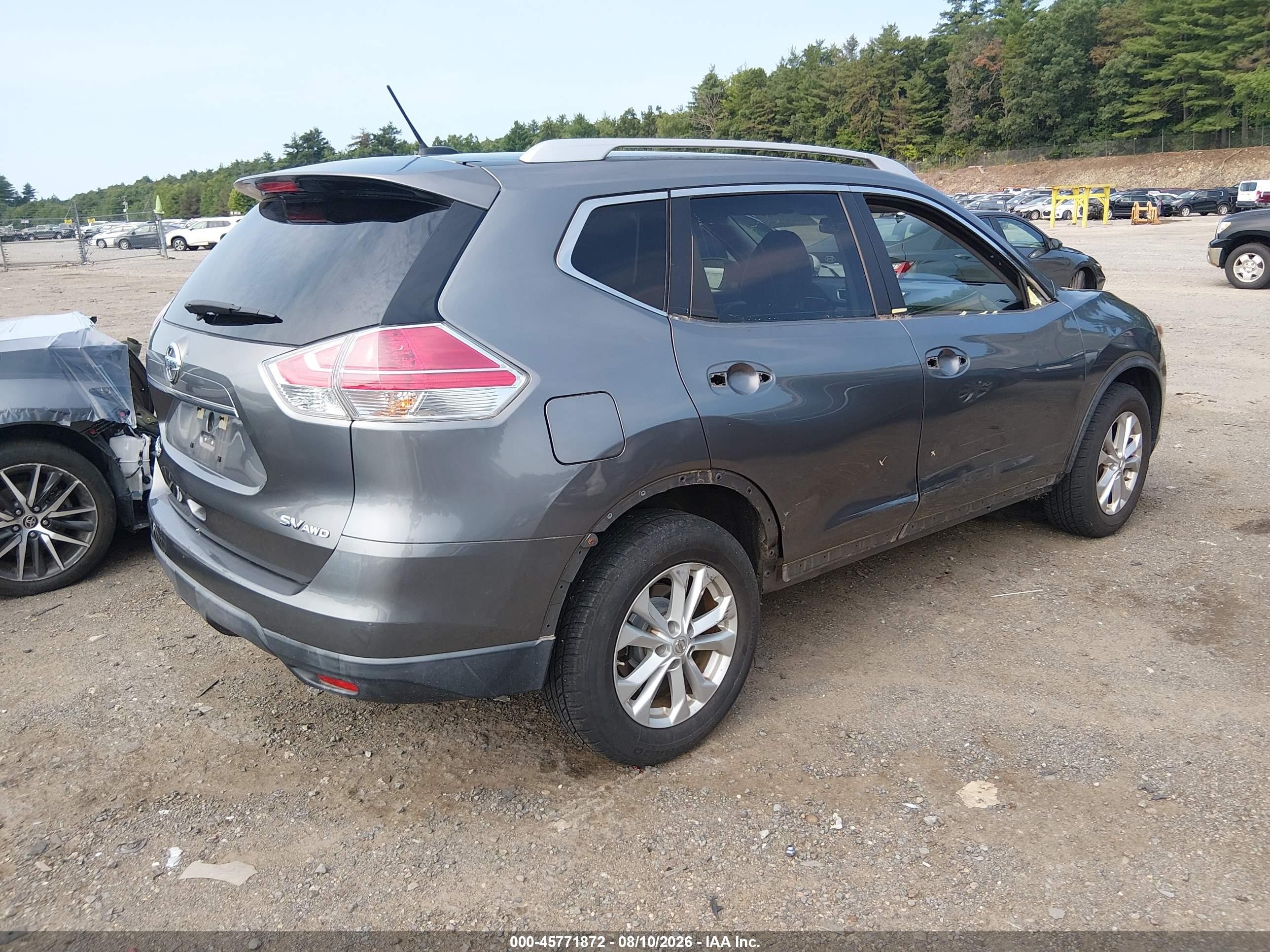 2015 Nissan Rogue Sv Gray vin: KNMAT2MV4FP533465