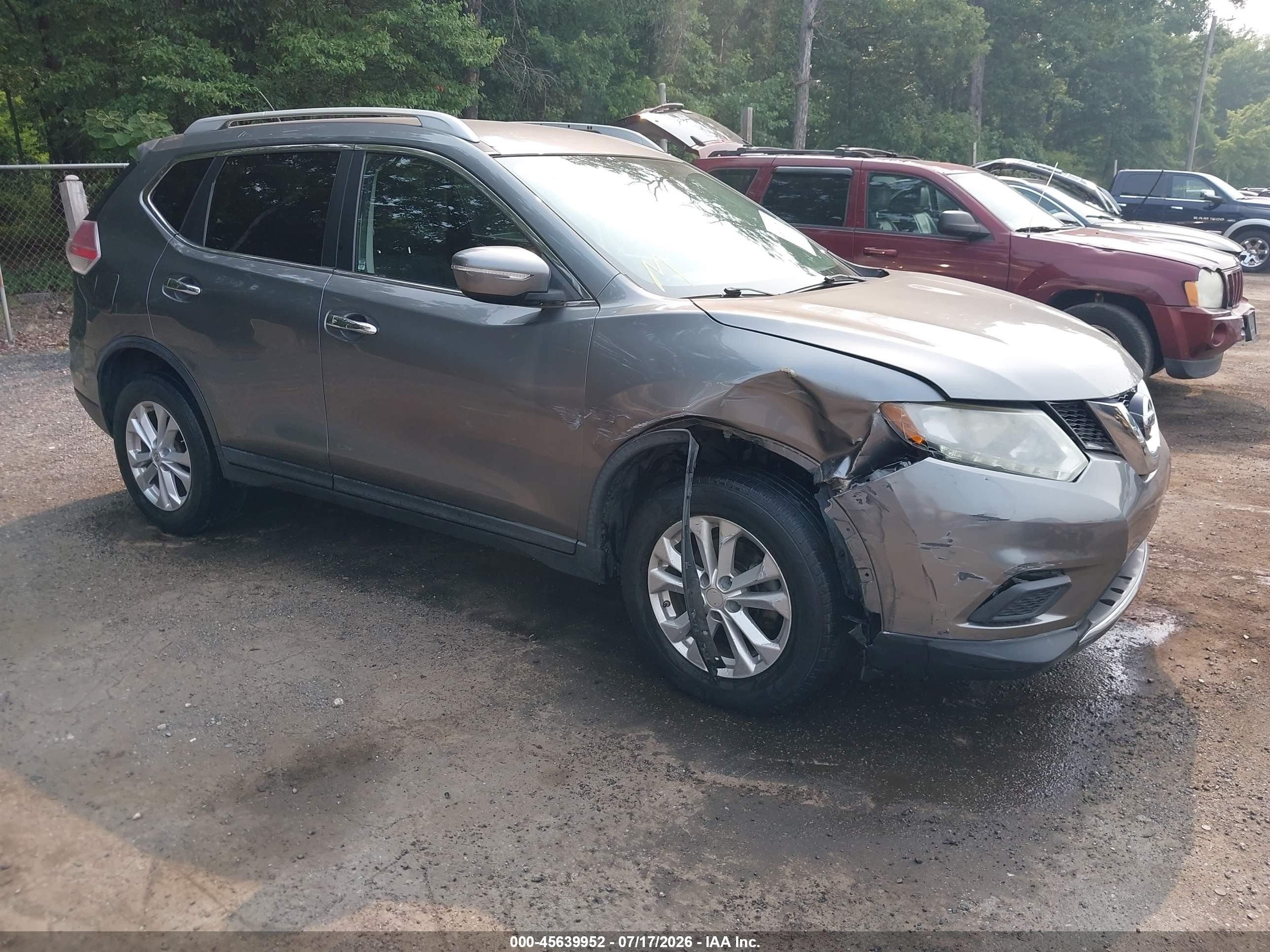 2015 Nissan Rogue Sv Gray vin: KNMAT2MV4FP536138