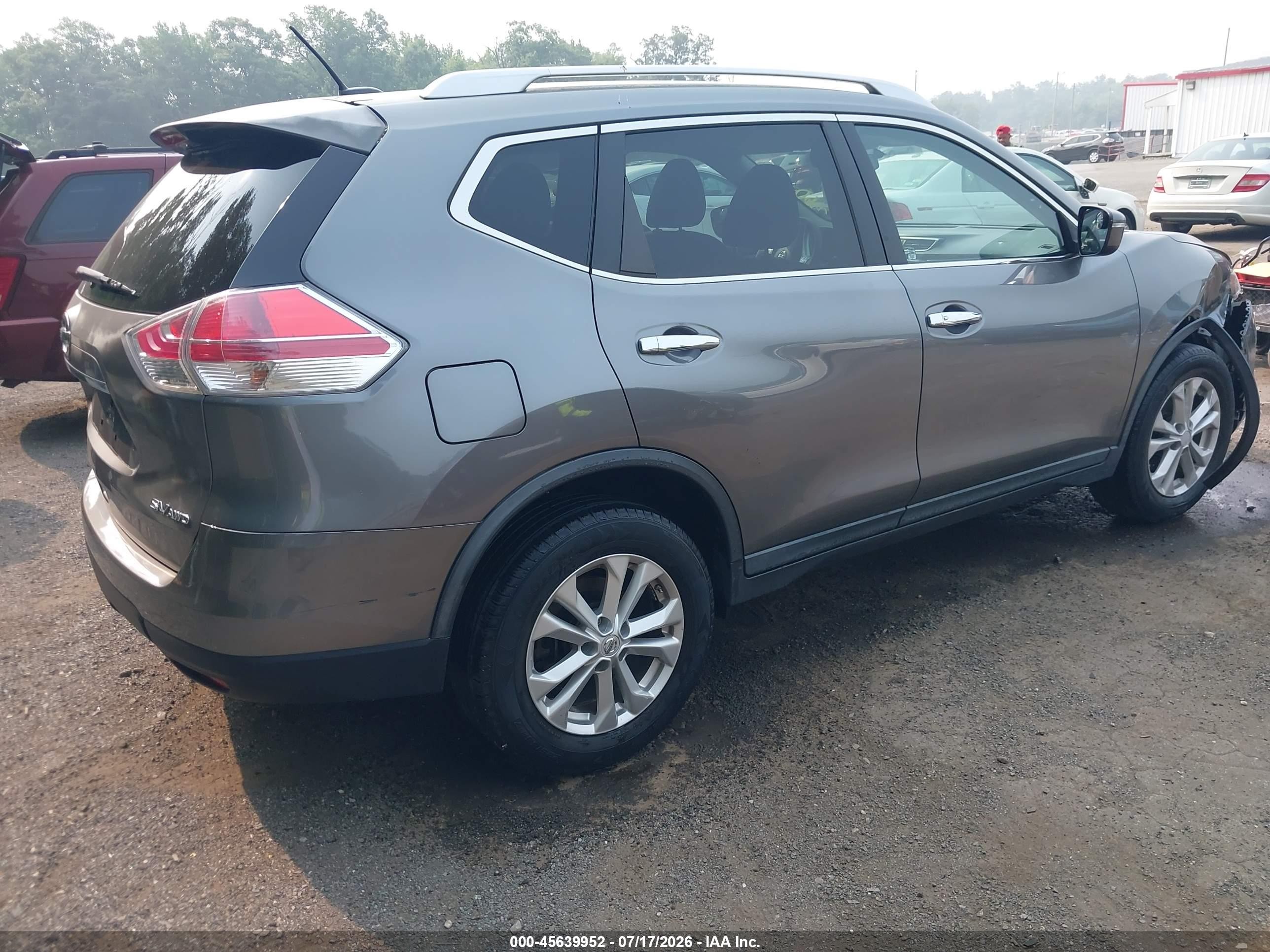 2015 Nissan Rogue Sv Gray vin: KNMAT2MV4FP536138