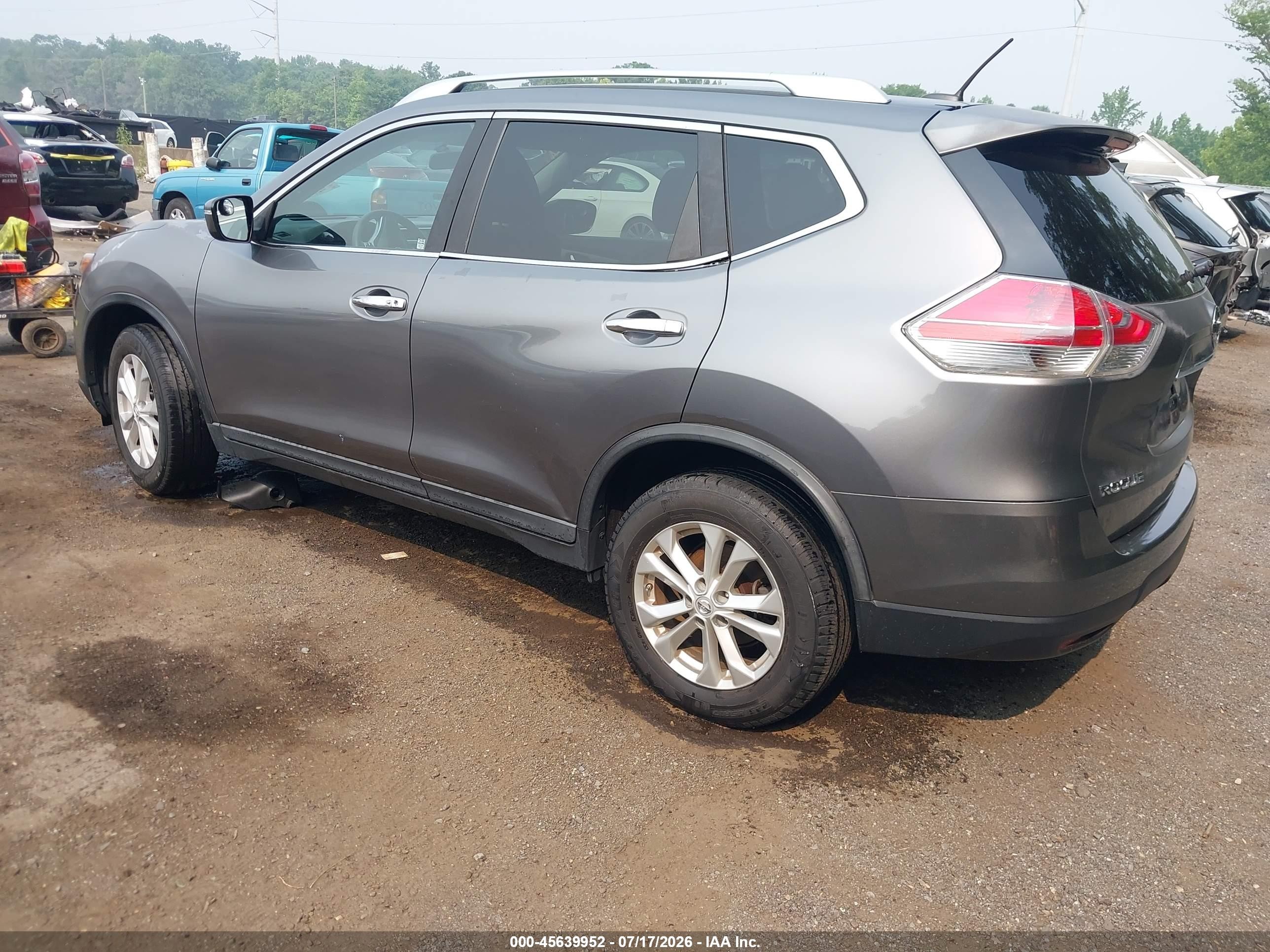 2015 Nissan Rogue Sv Gray vin: KNMAT2MV4FP536138