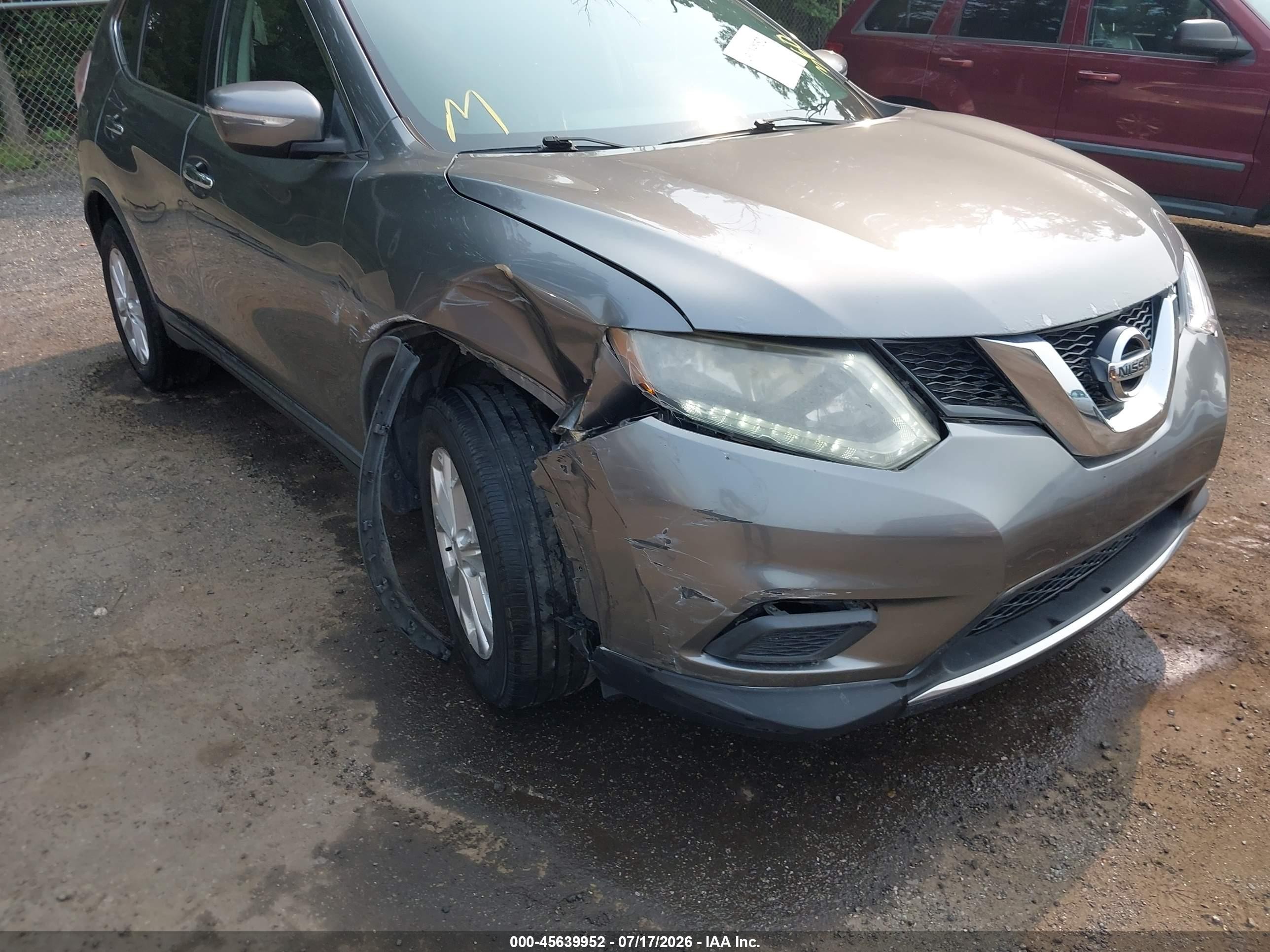 2015 Nissan Rogue Sv Gray vin: KNMAT2MV4FP536138