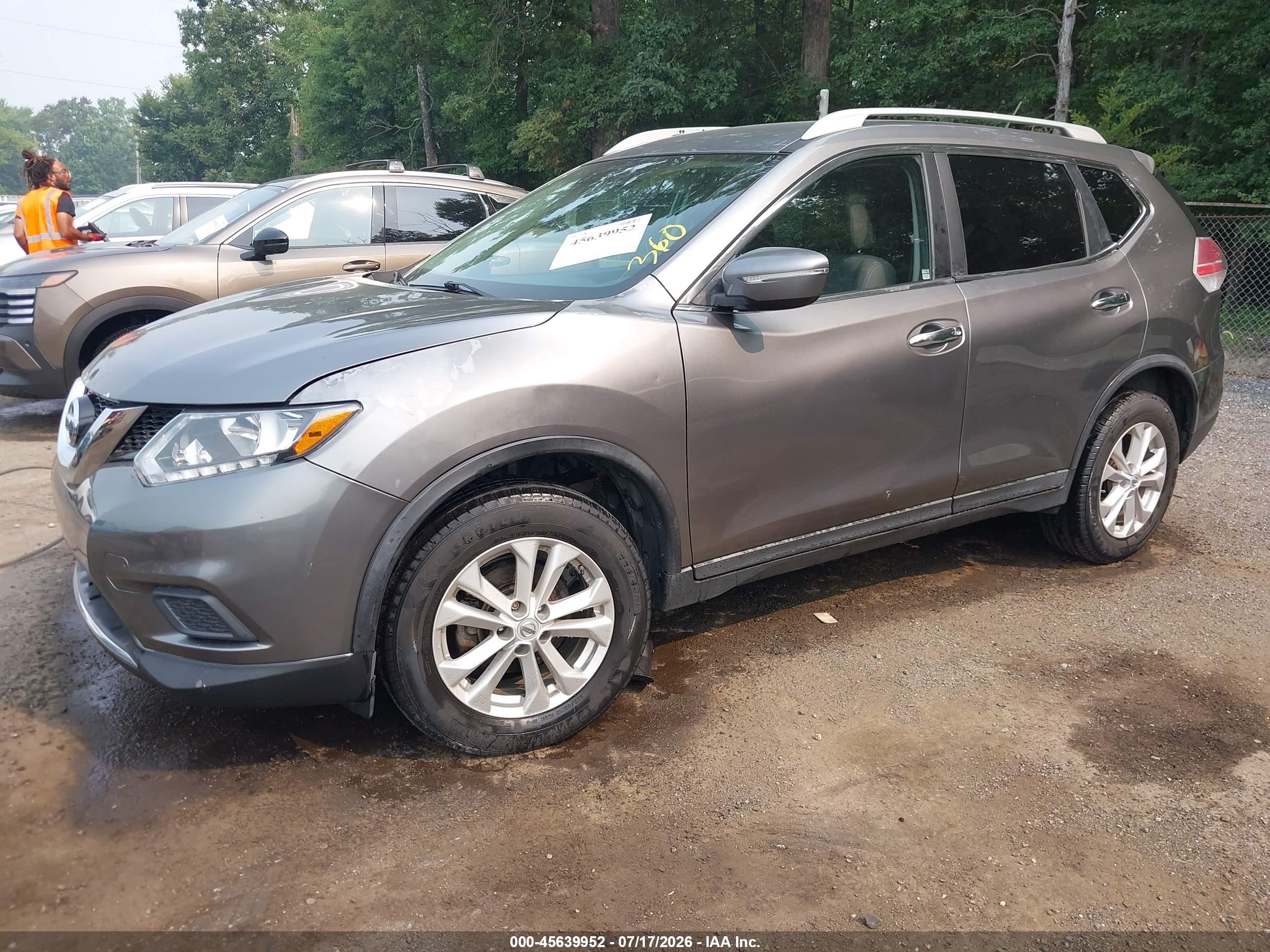 2015 Nissan Rogue Sv Gray vin: KNMAT2MV4FP536138