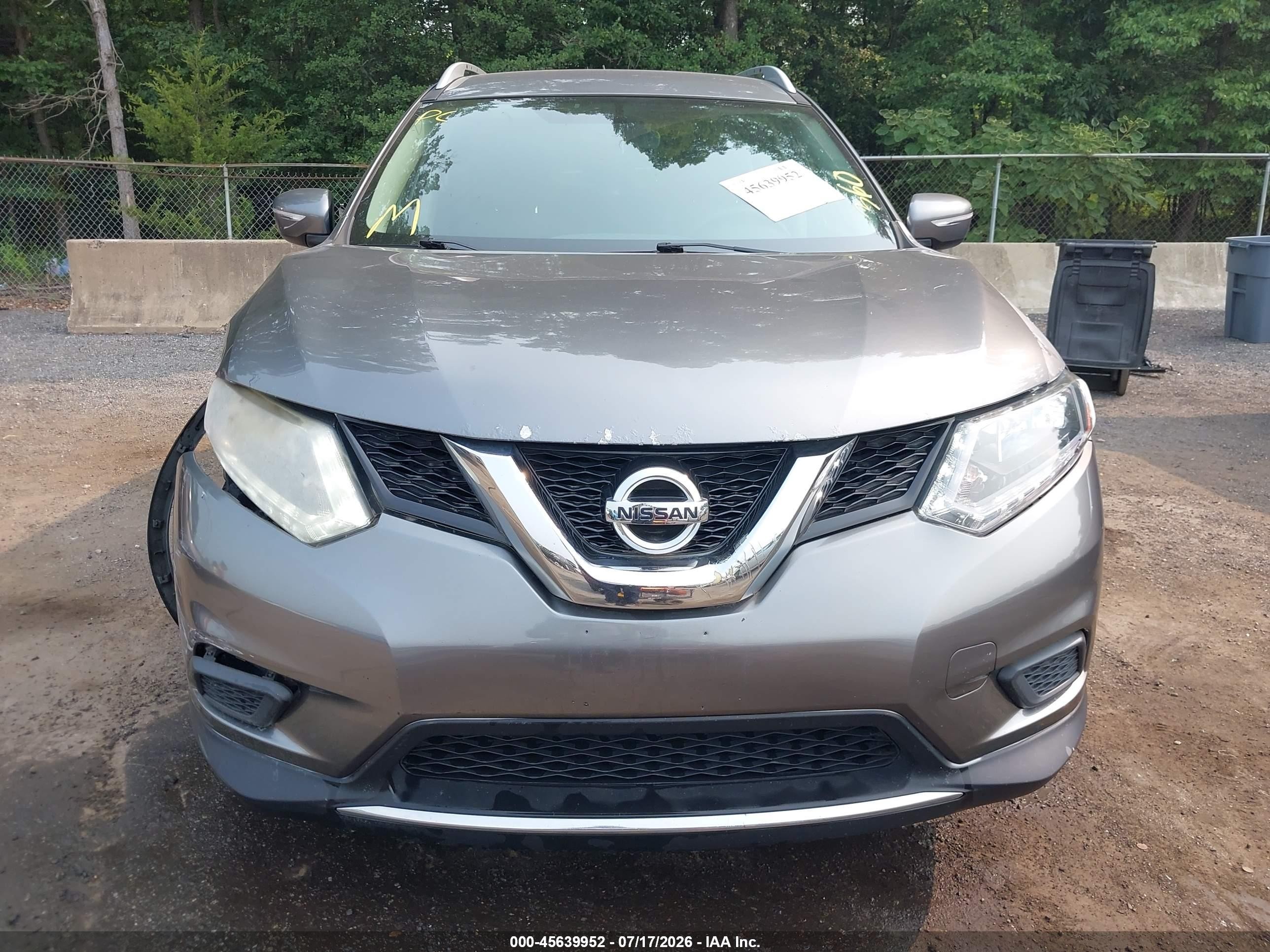 2015 Nissan Rogue Sv Gray vin: KNMAT2MV4FP536138