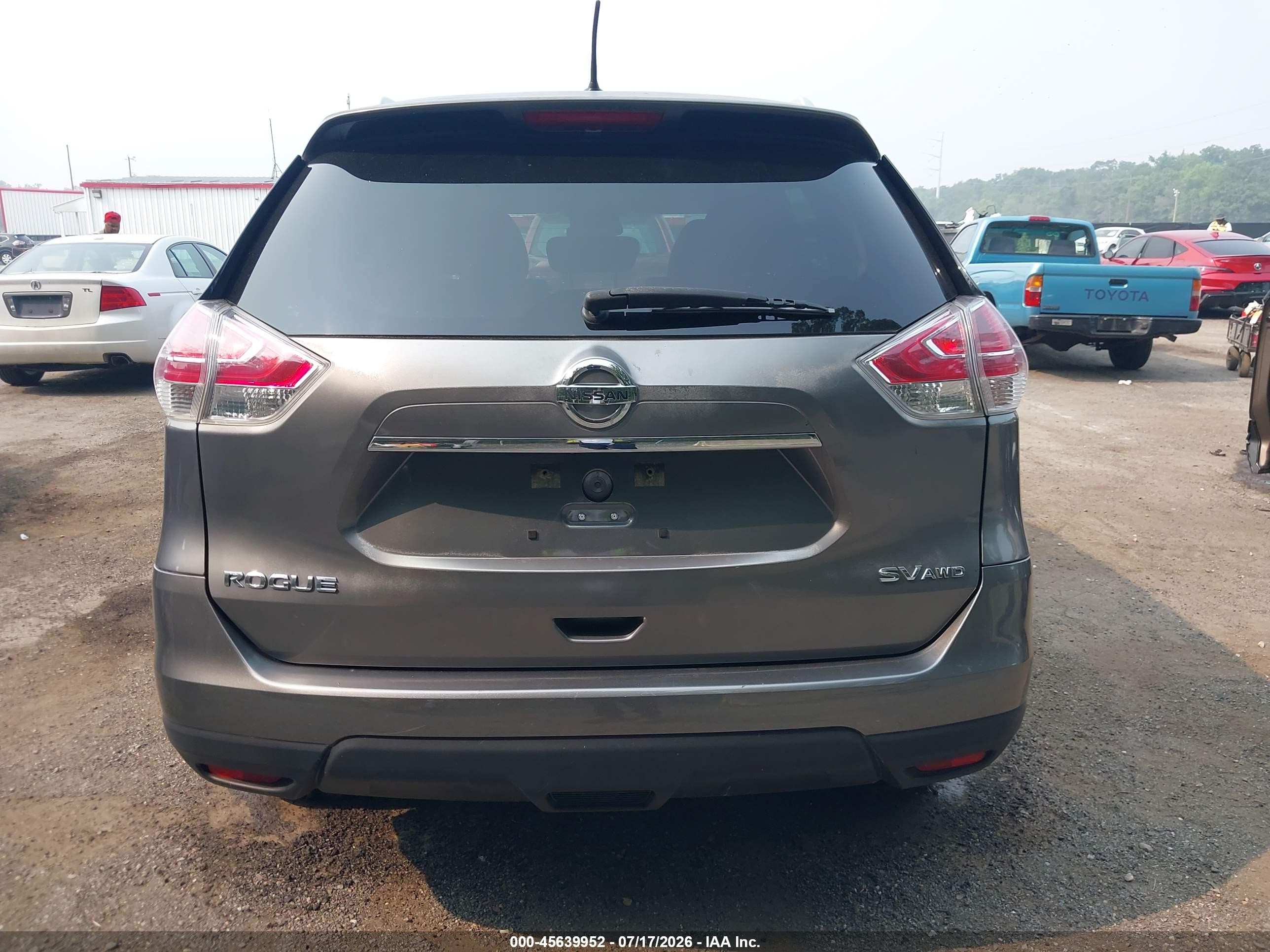 2015 Nissan Rogue Sv Gray vin: KNMAT2MV4FP536138