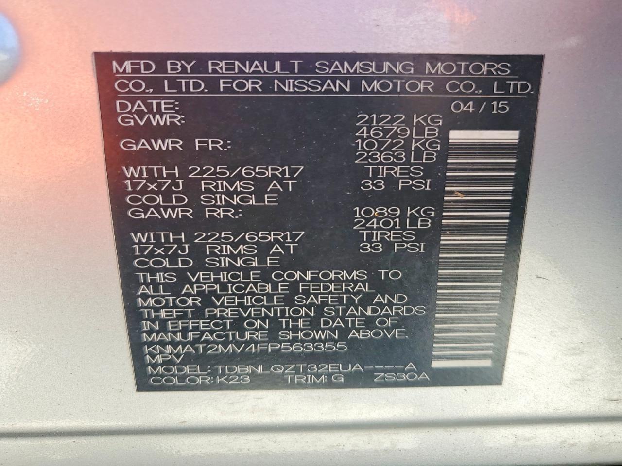 2015 Nissan Rogue Sv Silver vin: KNMAT2MV4FP563355