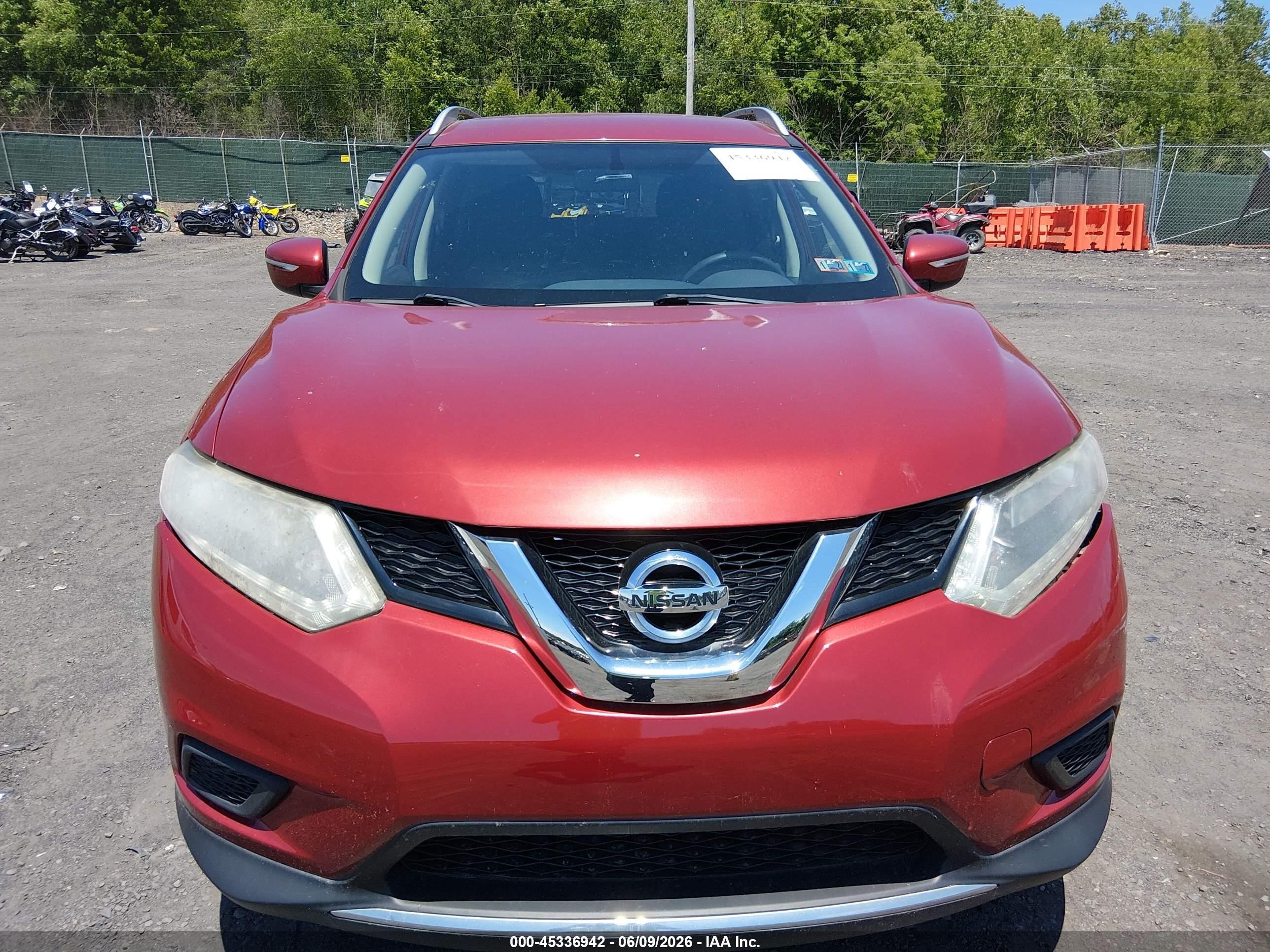 2015 Nissan Rogue Sv Темно-бордовый vin: KNMAT2MV4FP574503