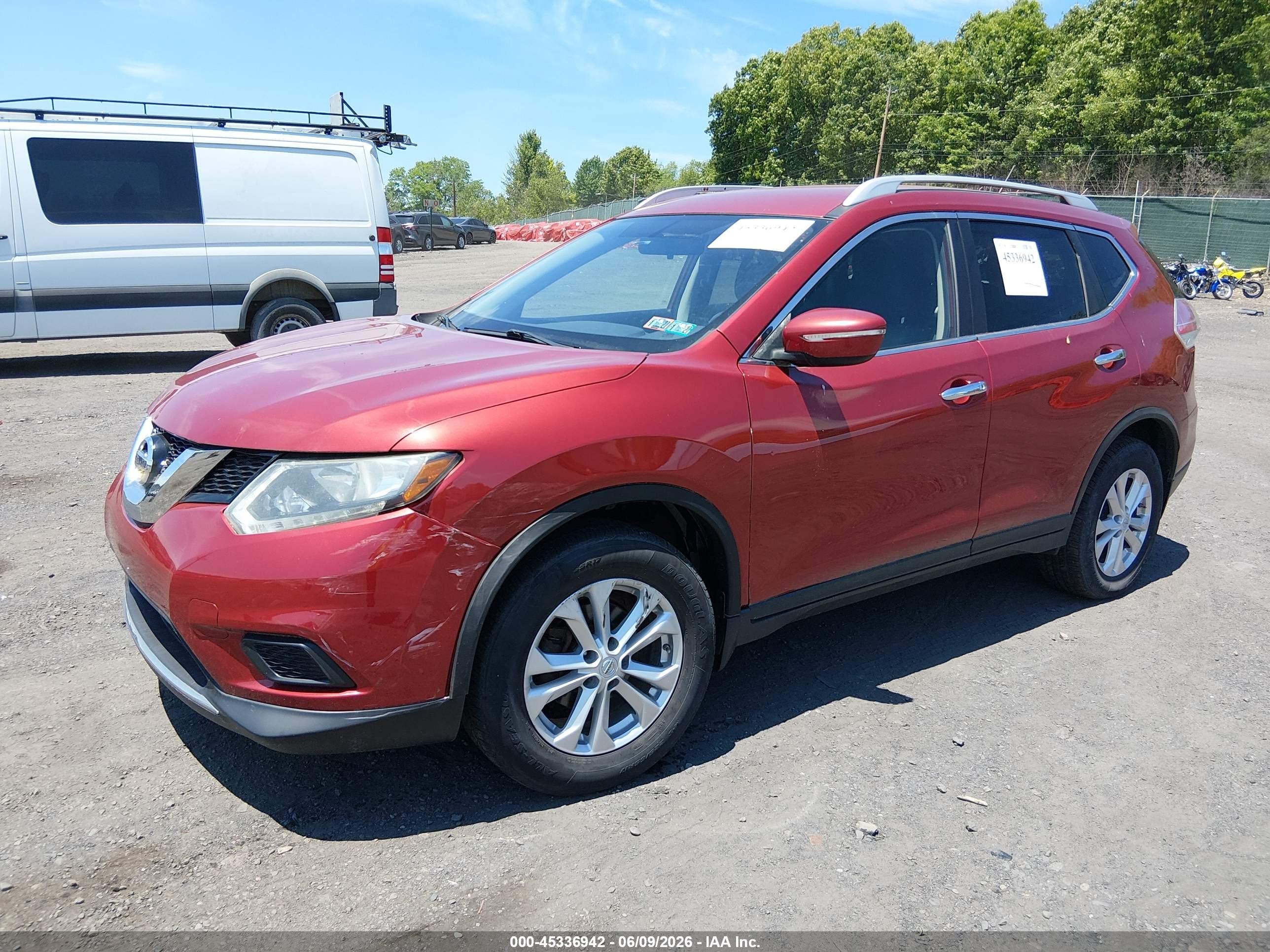 2015 Nissan Rogue Sv Темно-бордовый vin: KNMAT2MV4FP574503