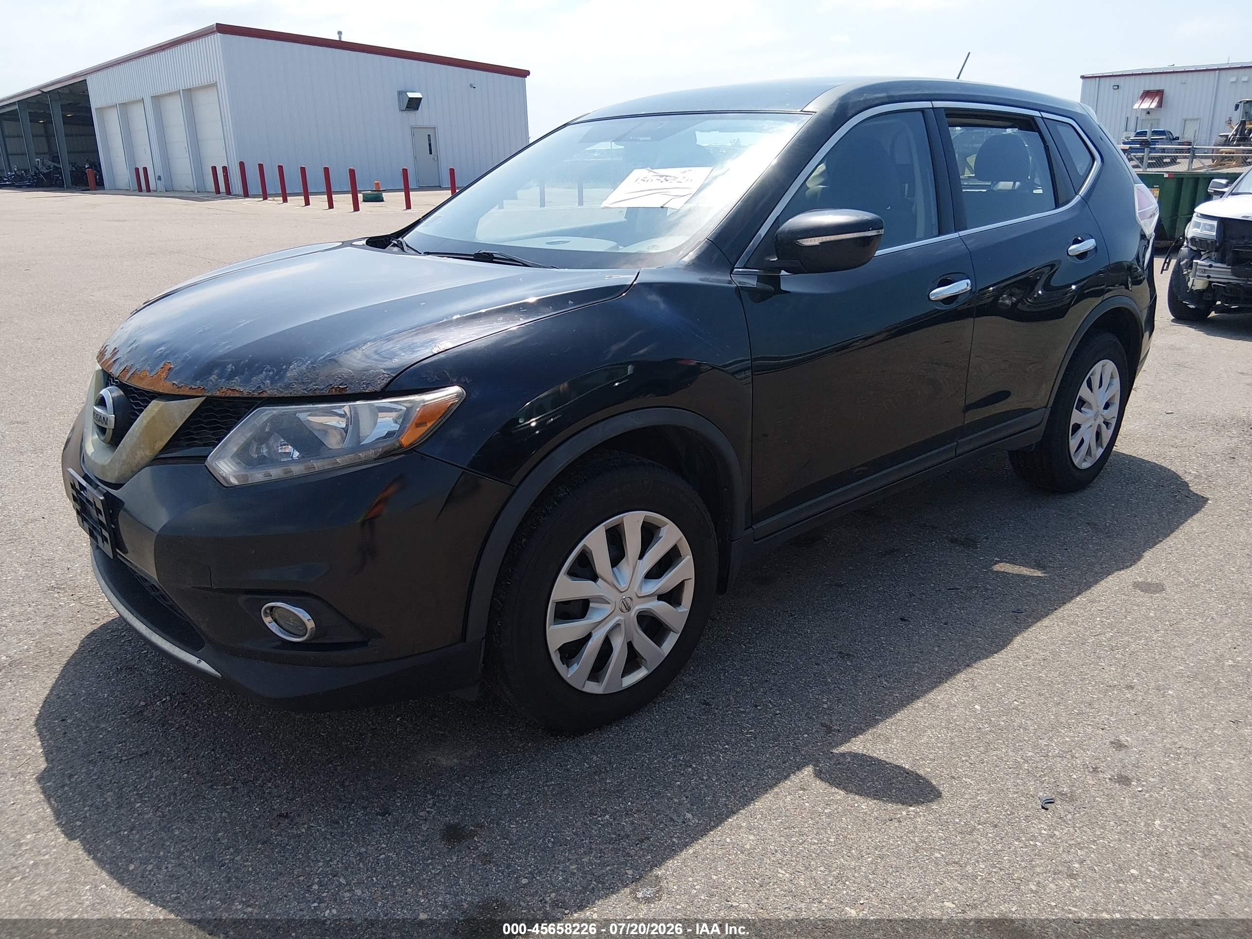 2015 Nissan Rogue S Черный vin: KNMAT2MV4FP580933