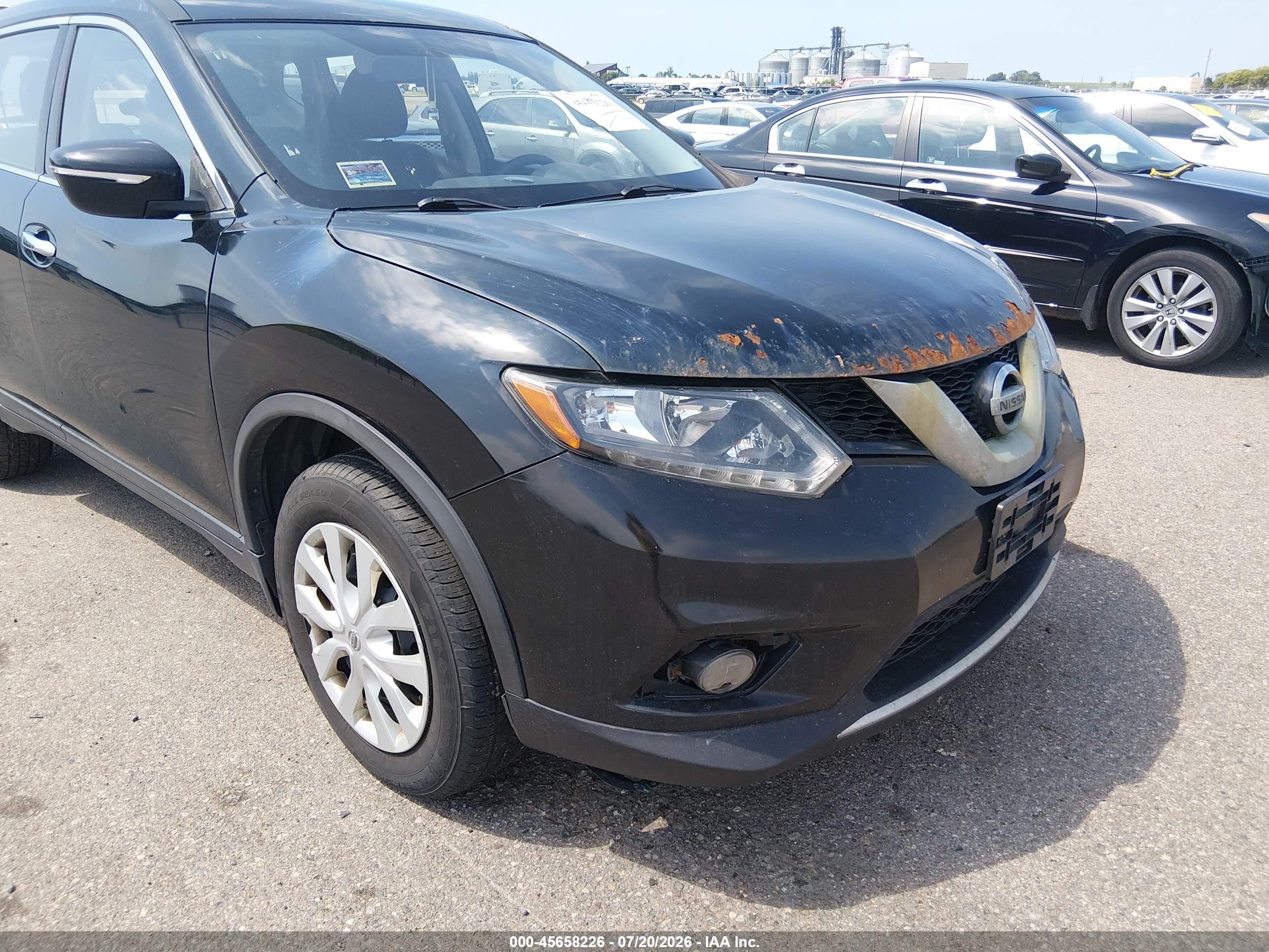 2015 Nissan Rogue S Черный vin: KNMAT2MV4FP580933