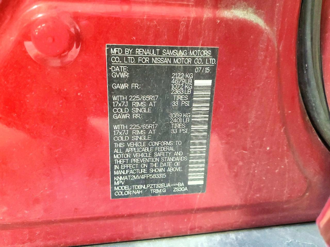 2015 Nissan Rogue S Красный vin: KNMAT2MV4FP583315