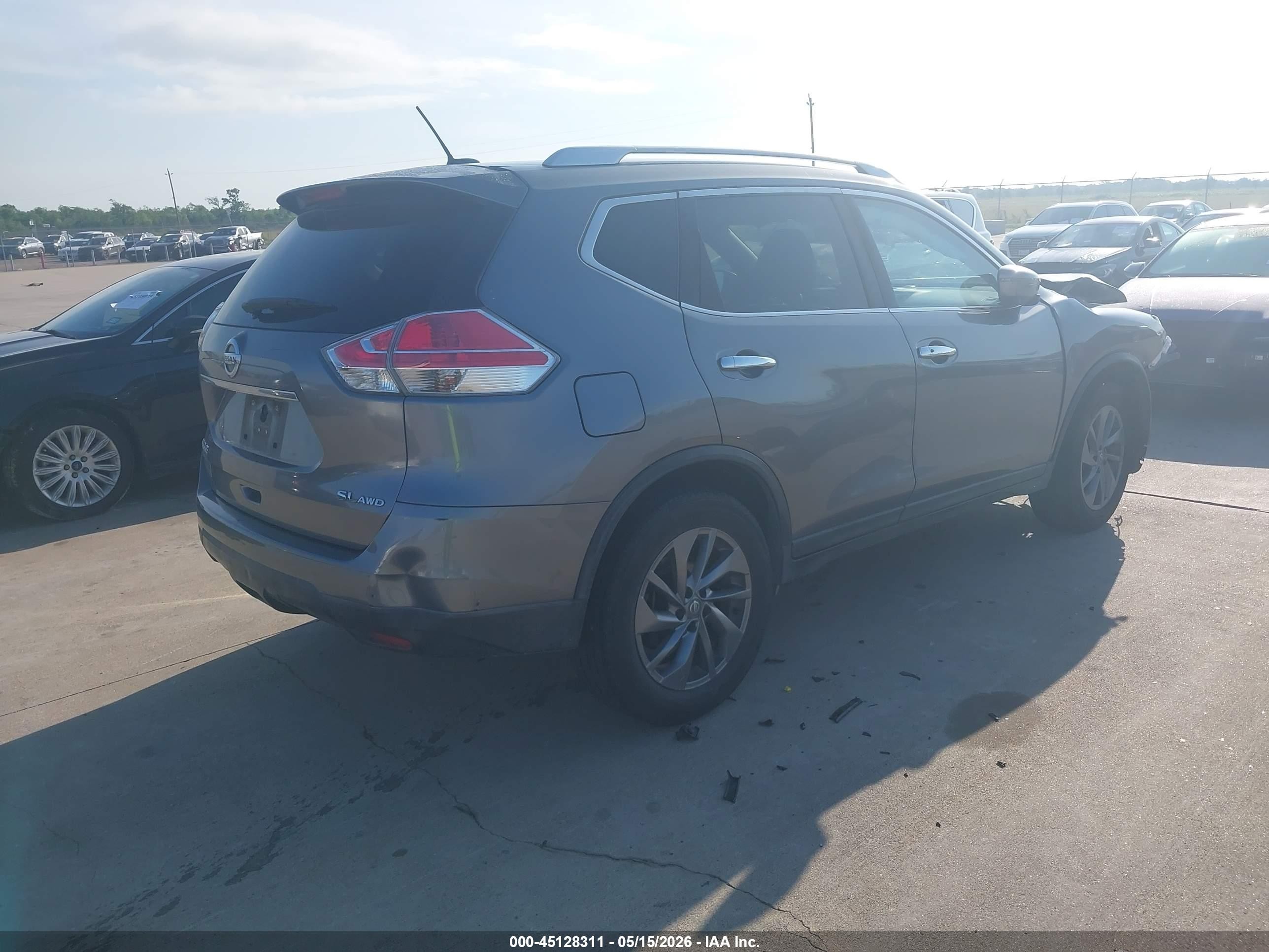 2016 Nissan Rogue Sl Серый vin: KNMAT2MV4GP728449