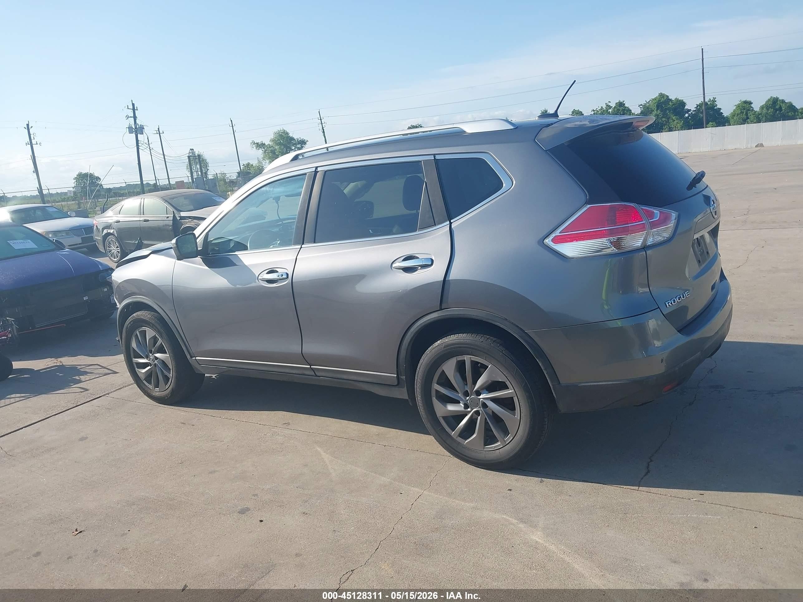 2016 Nissan Rogue Sl Серый vin: KNMAT2MV4GP728449