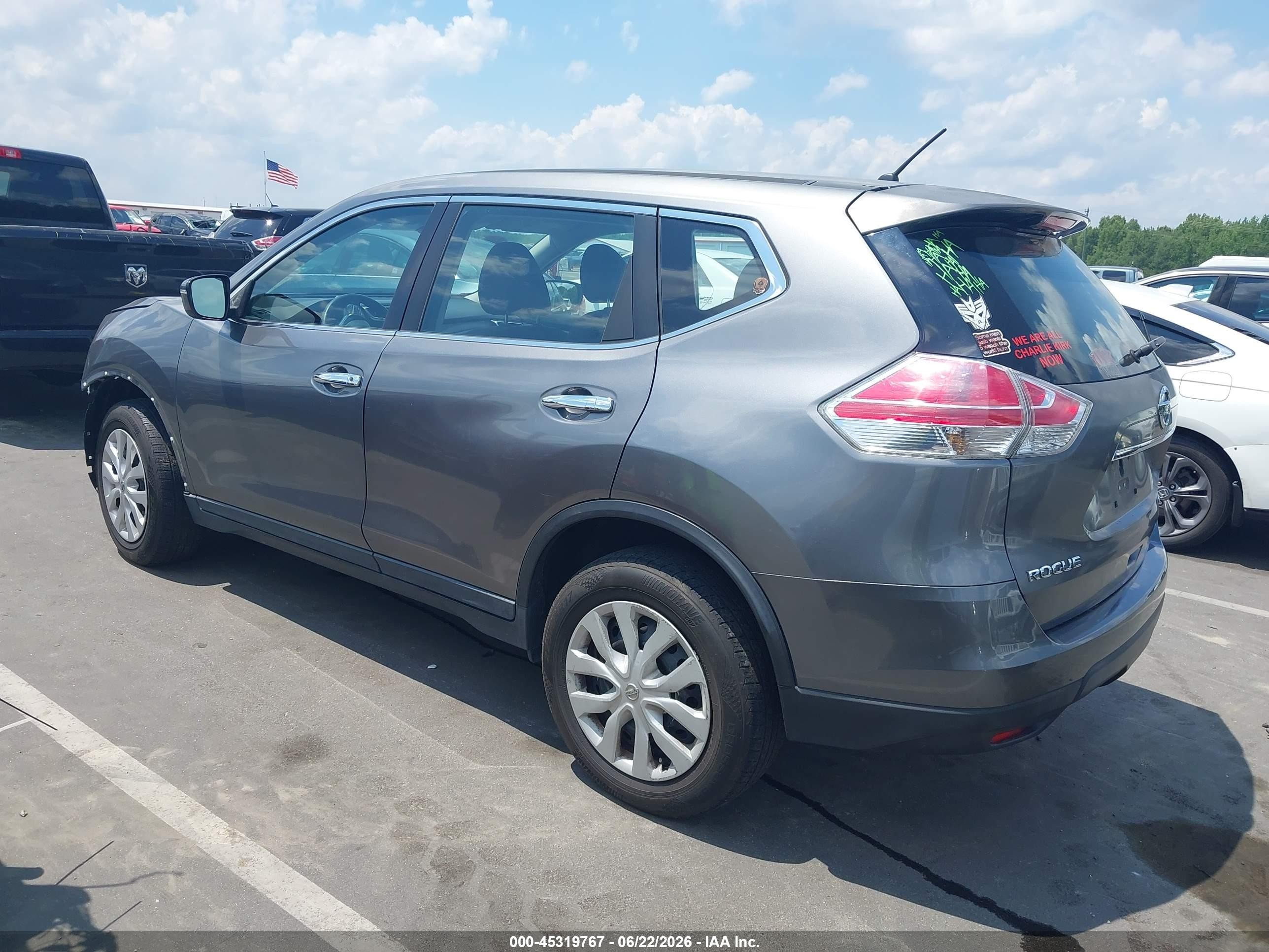 2015 Nissan Rogue S Gray vin: KNMAT2MV5FP515959